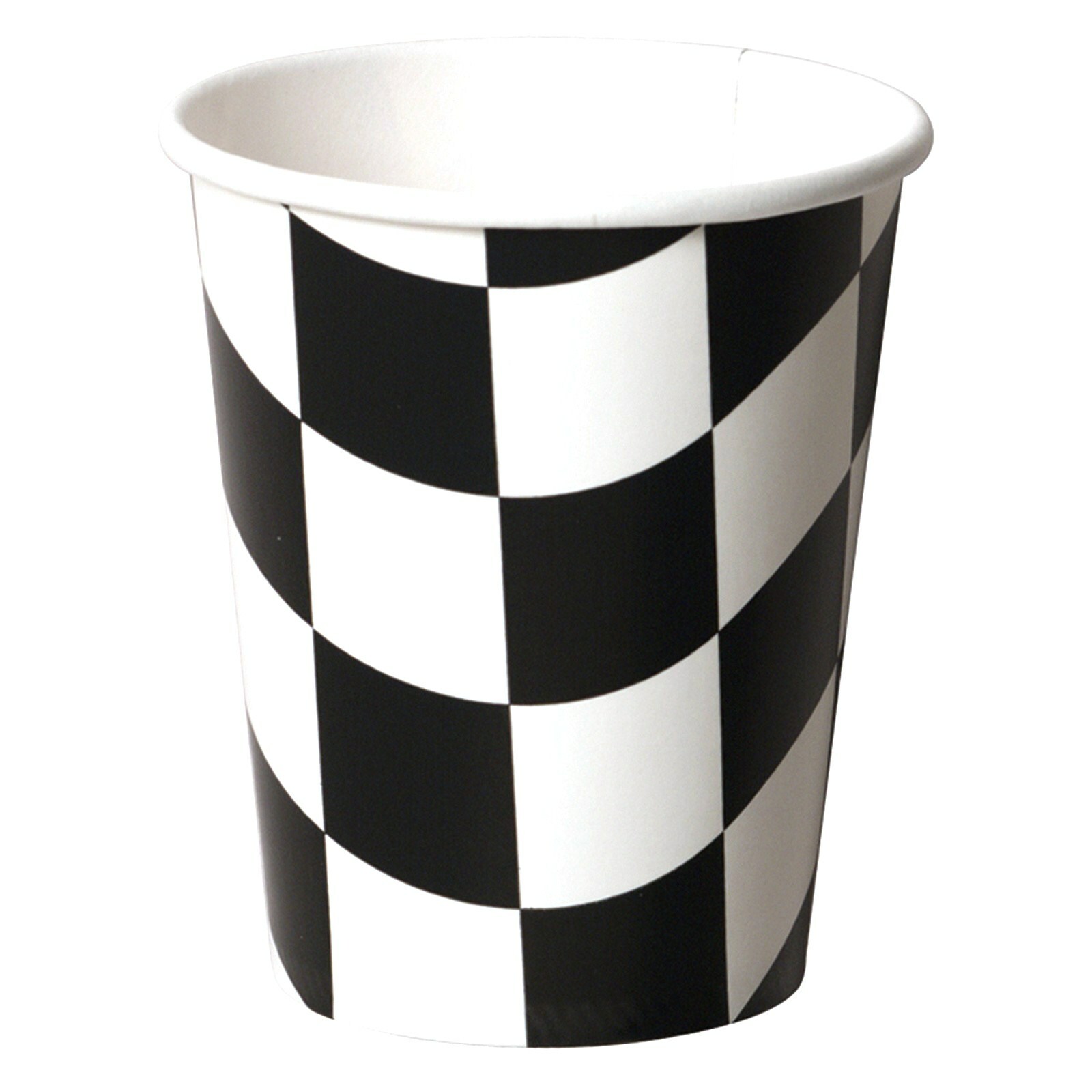 Black and White Checkered Wave Paper Cups (Pack of 8)