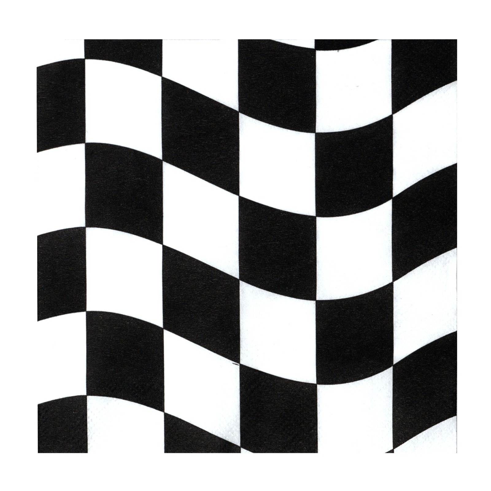Black and White Checkered Wave Small Napkins / Serviettes (Pack of 16)