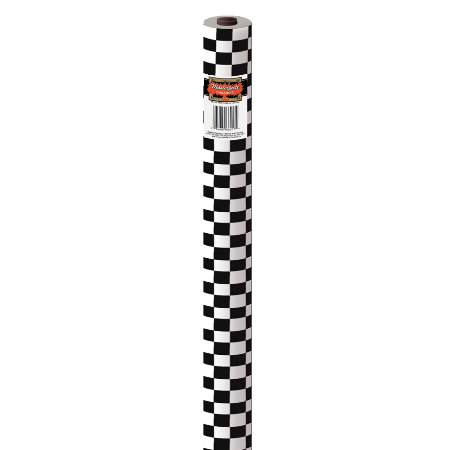 Black and White Checkered Plastic Table Roll Tablecloth 30m