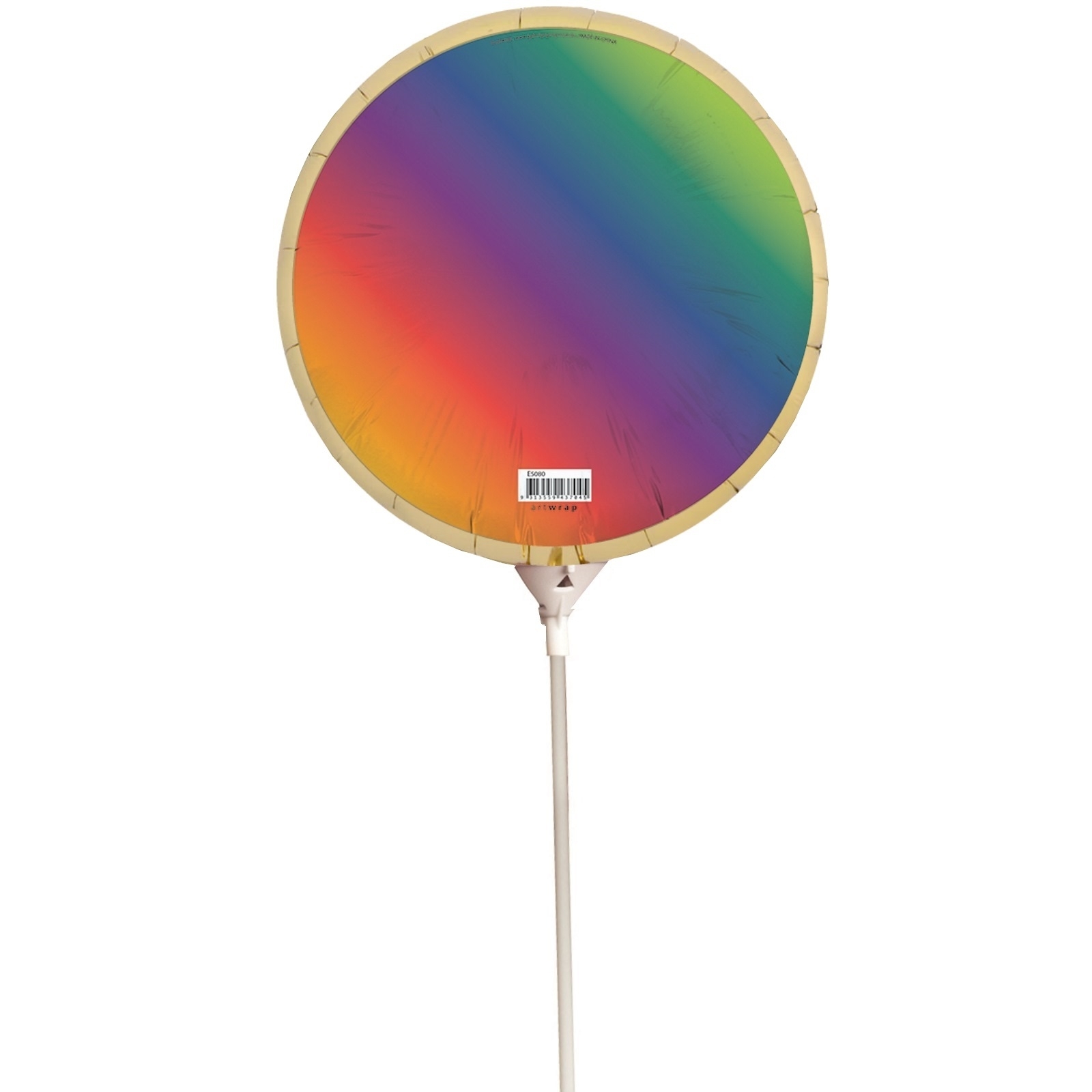 Rainbow Ombre Air Fill Balloon with Stick 22cm