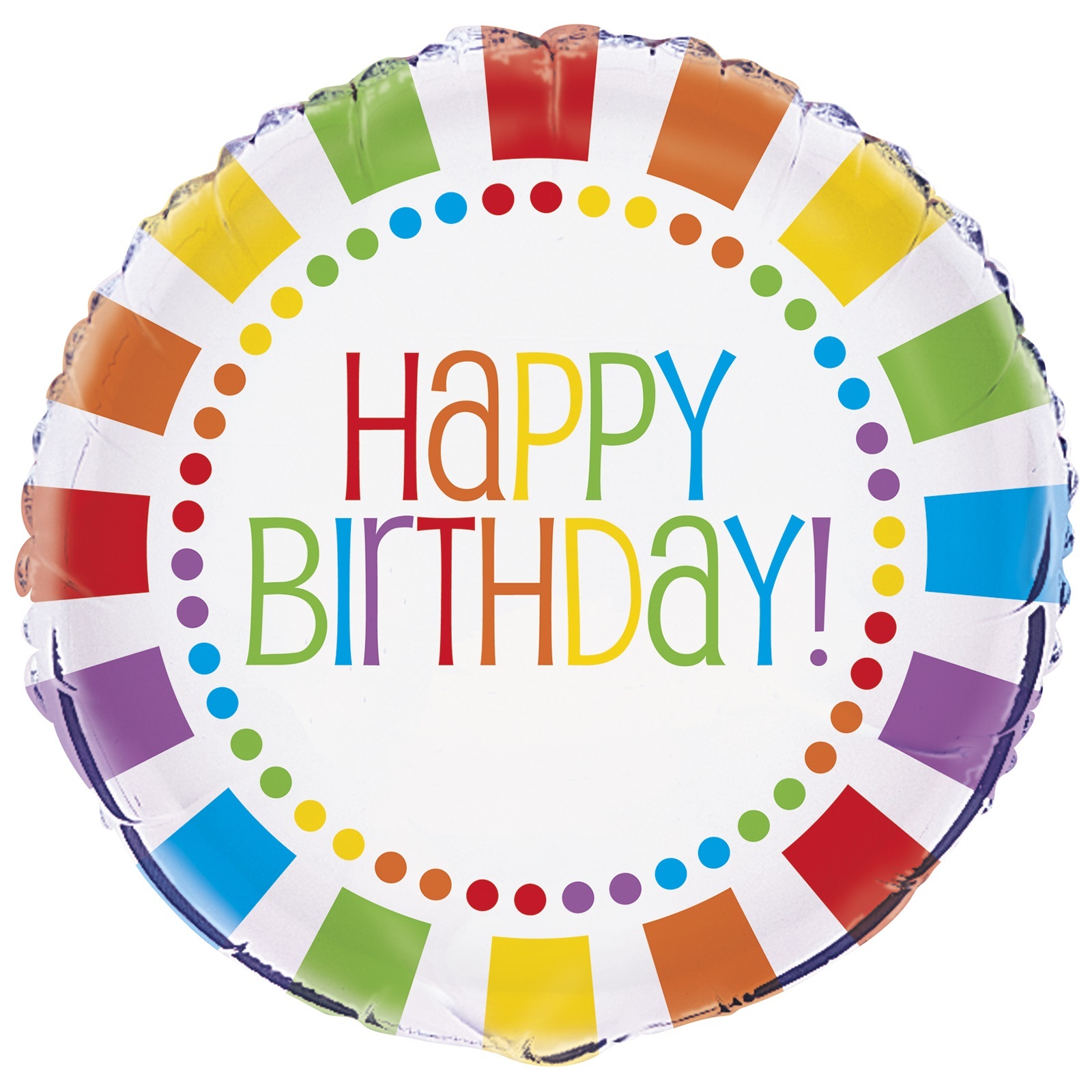 Rainbow Birthday Dots and Stripes Foil Helium Balloon