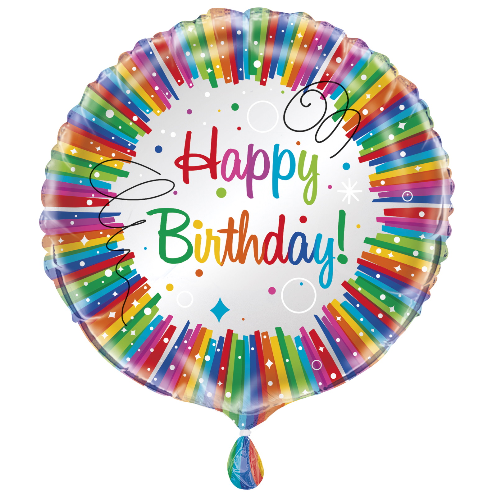 Rainbow Ribbons Happy Birthday Helium Foil Balloon