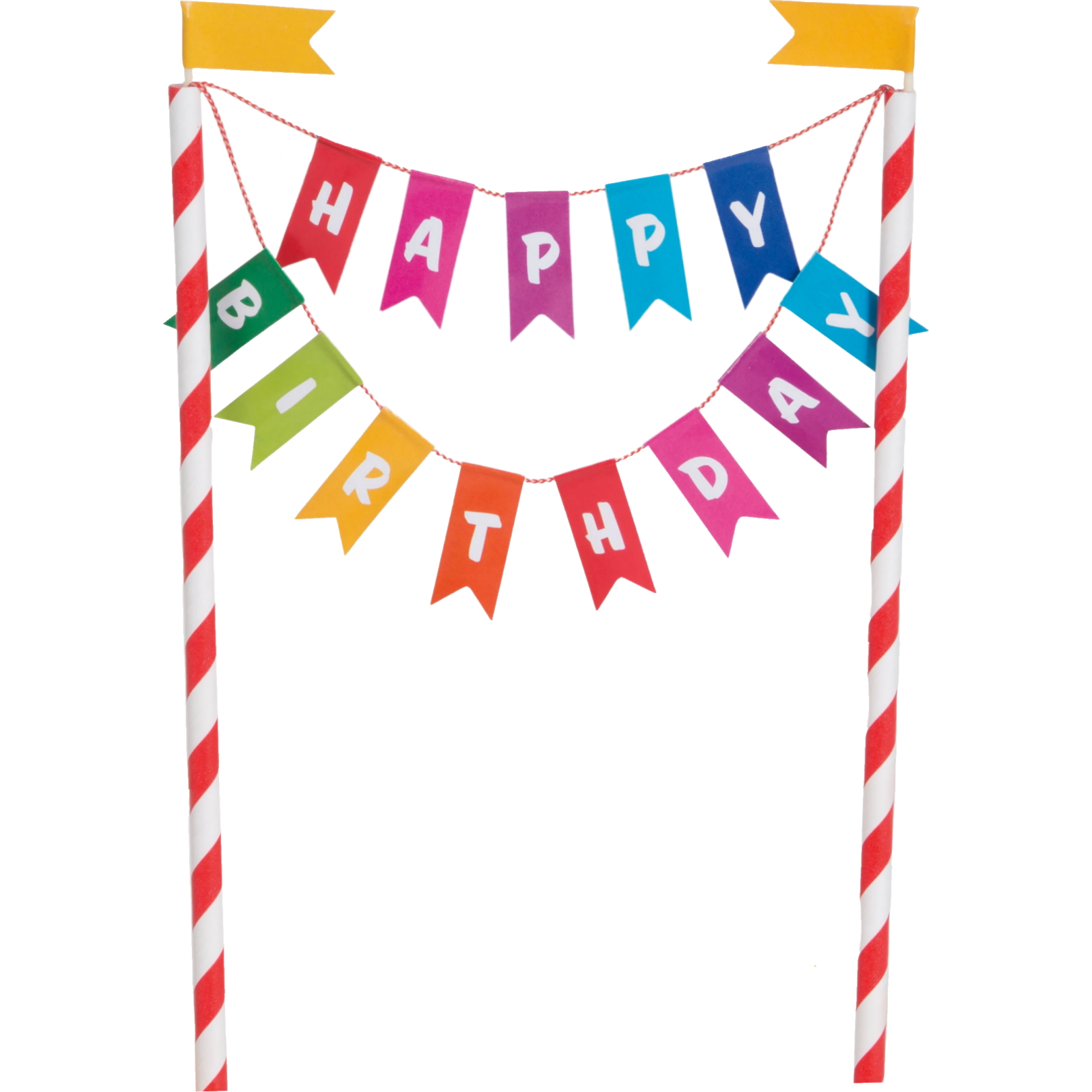Rainbow Ribbons Happy Birthday Bunting Cake Topper