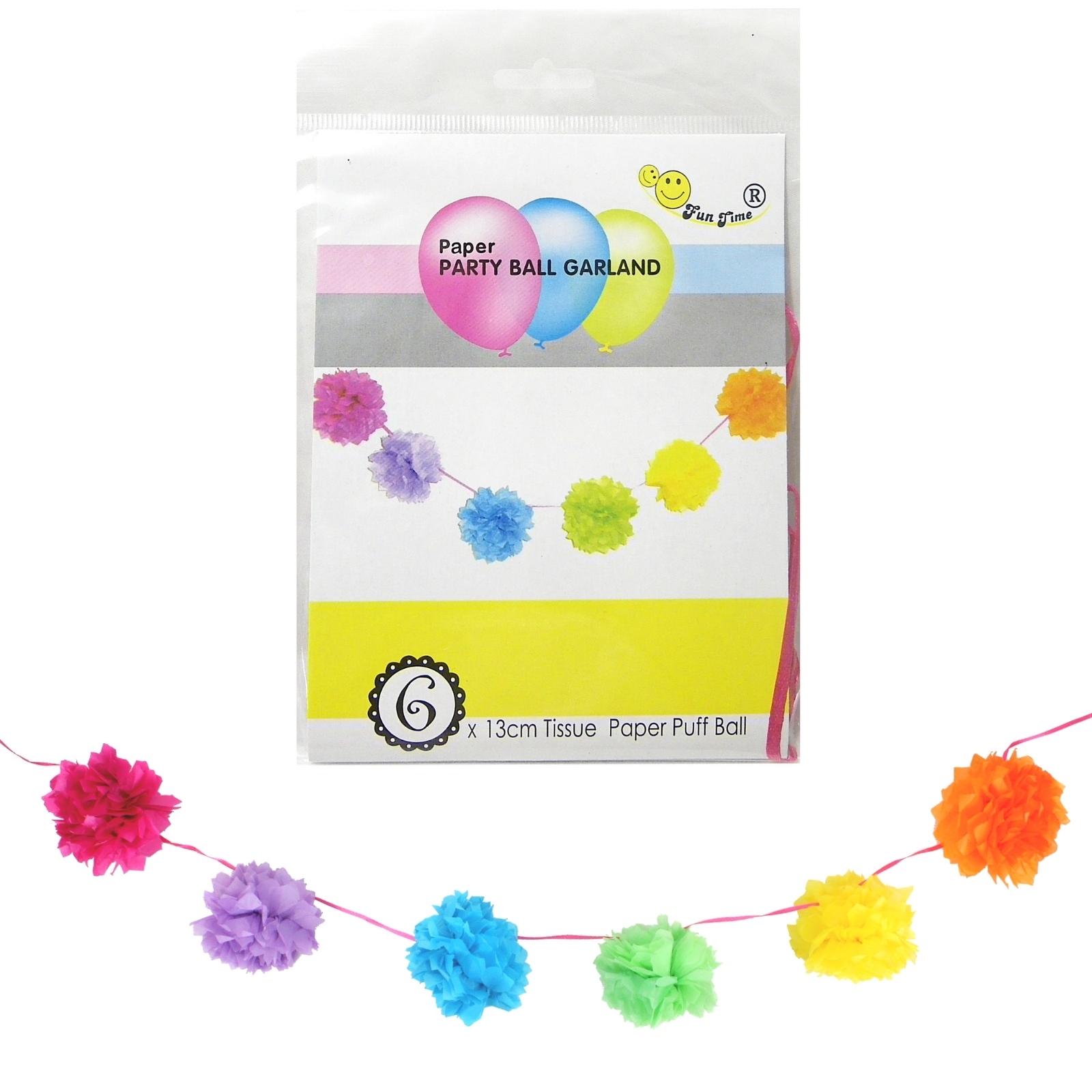 Rainbow Tissue Paper Puff Ball Garland