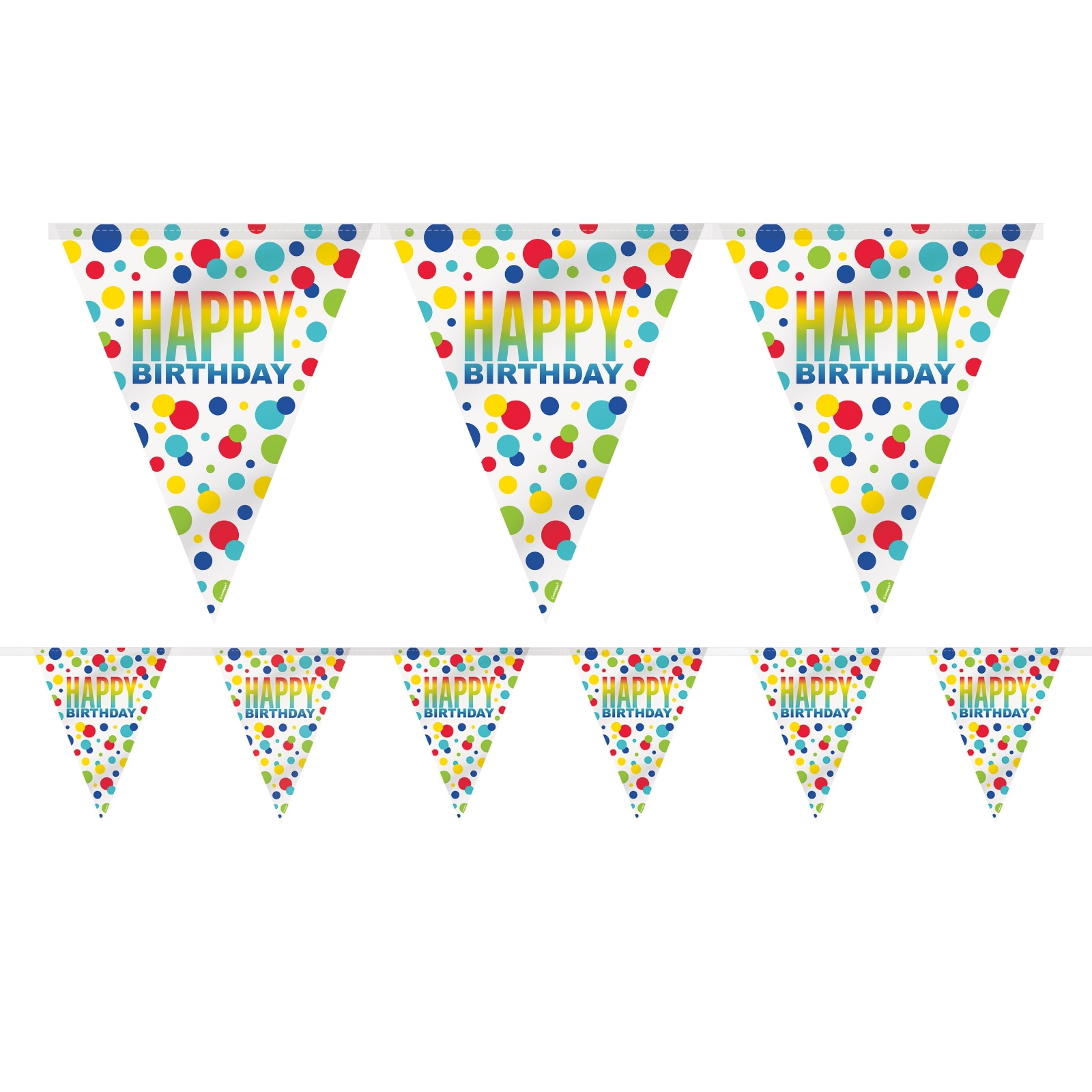 Rainbow Spots Happy Birthday Plastic Flag Banner