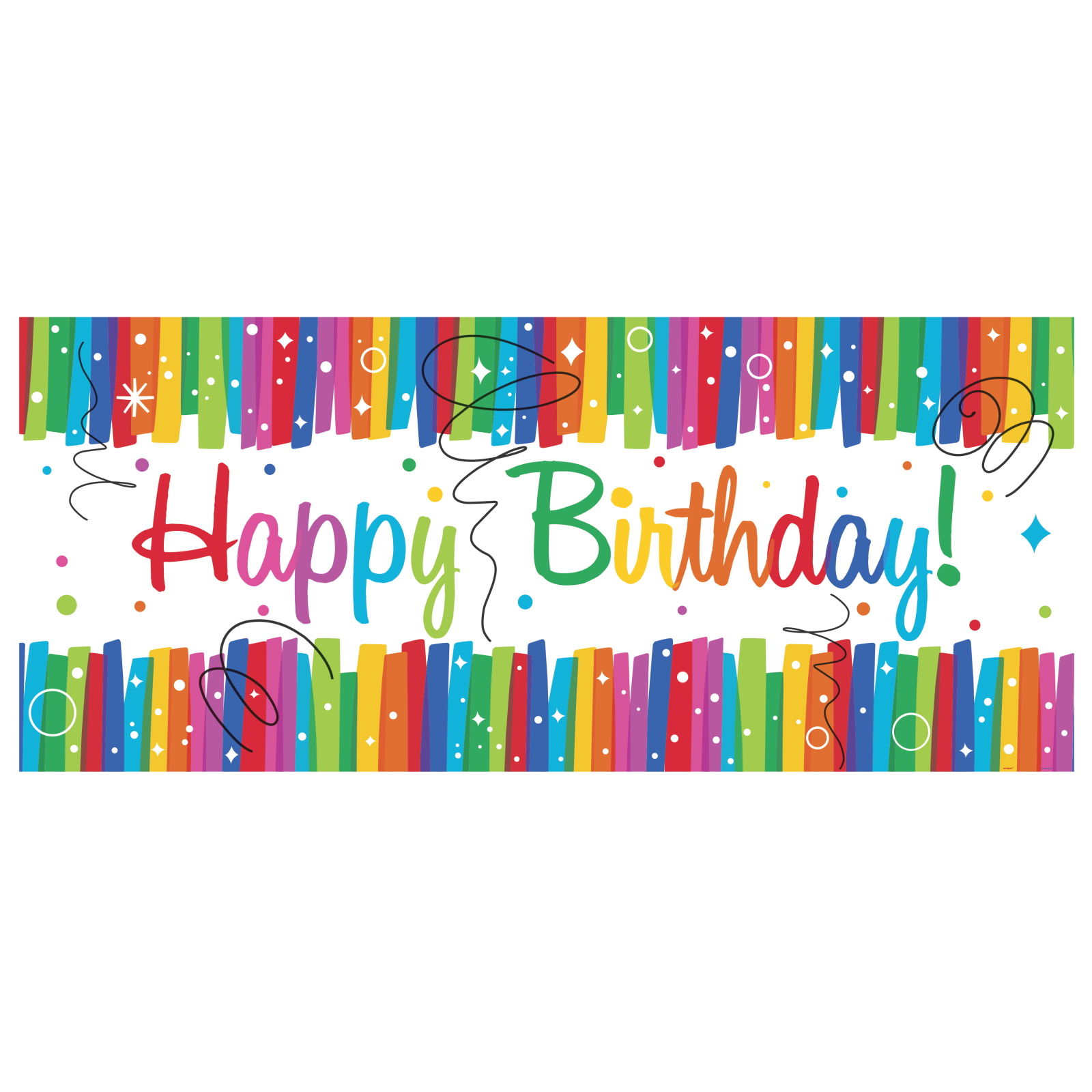 Rainbow Ribbons Happy Birthday Plastic Banner