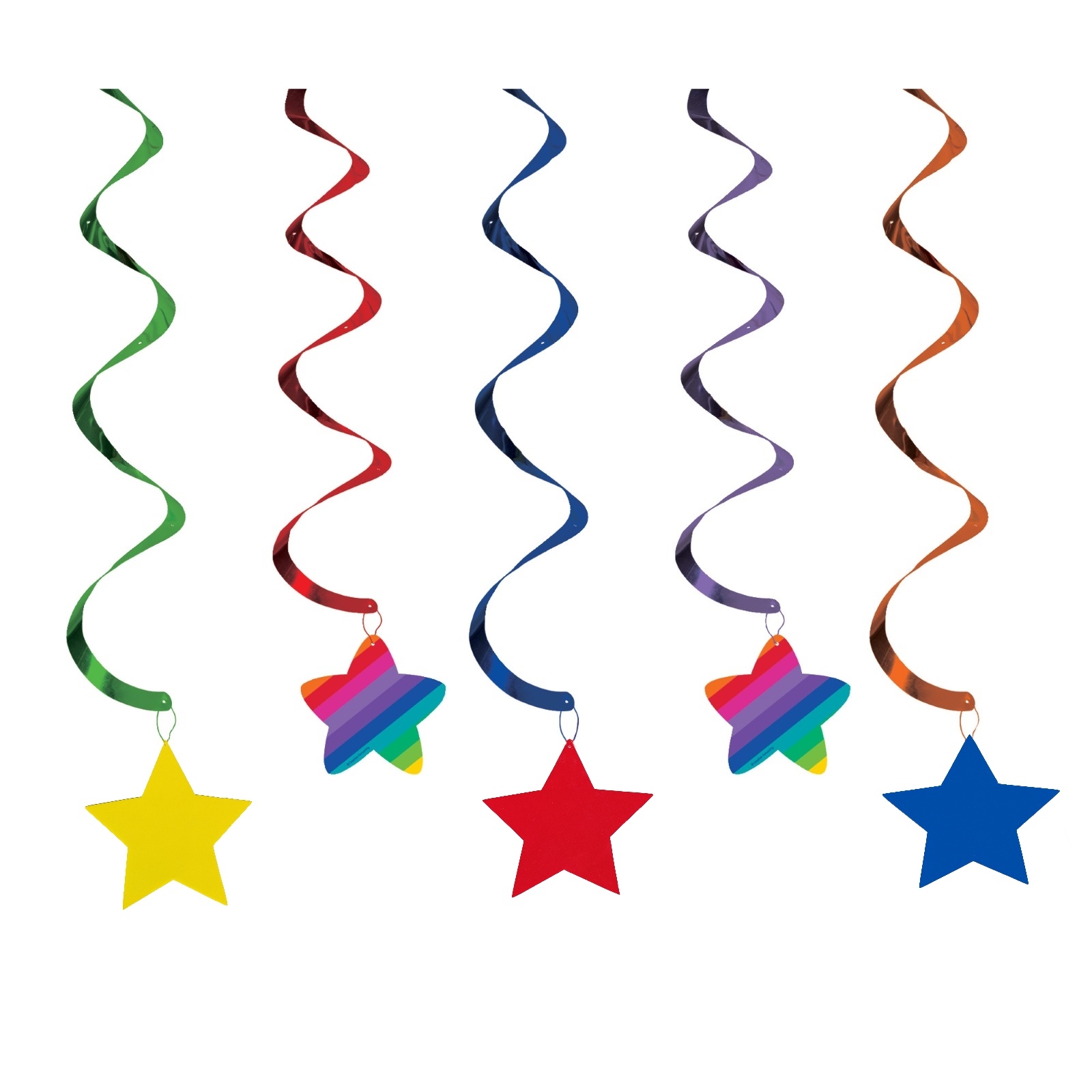 Rainbow Star Swirl Decorations (Pack of 5)