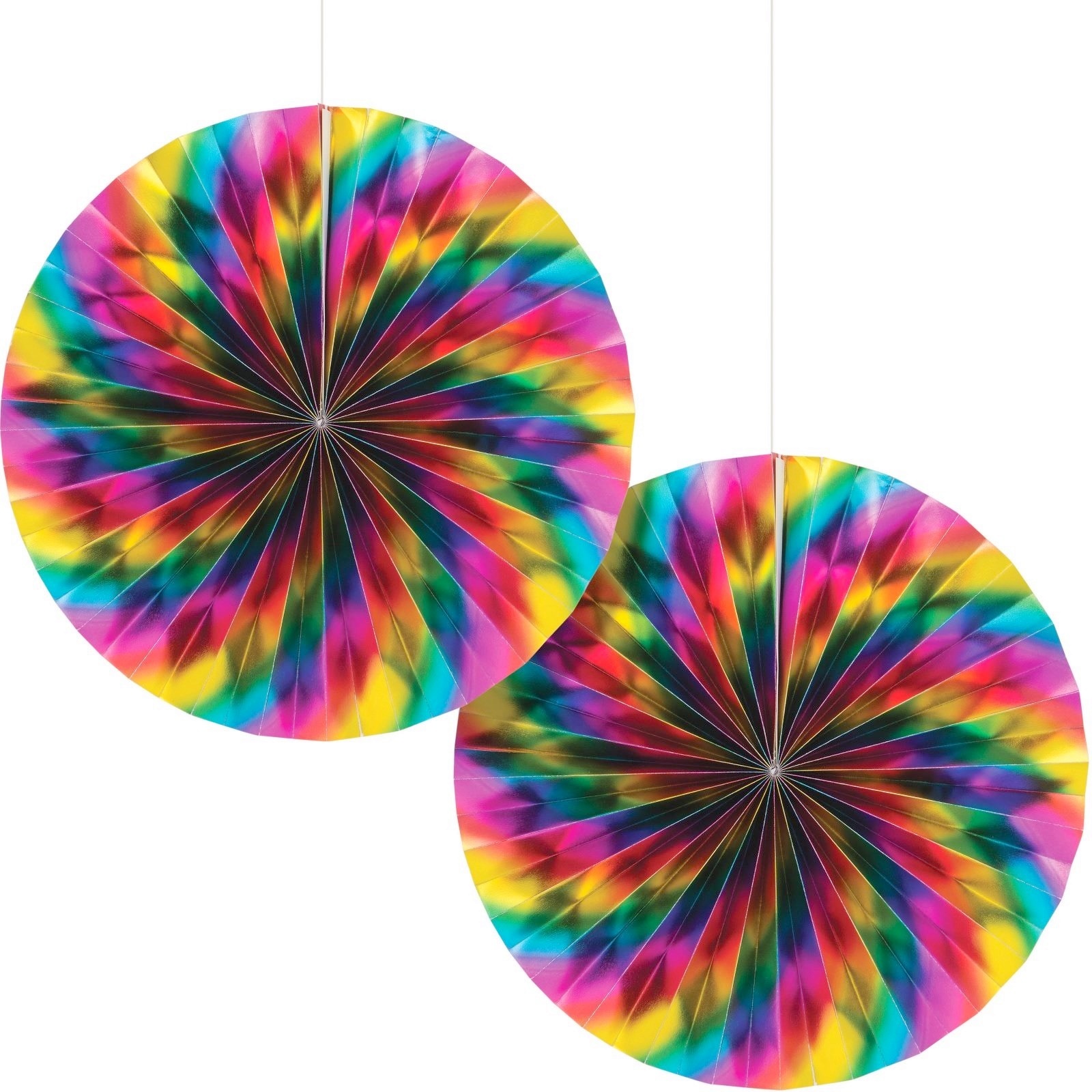 Rainbow Foil Paper Fans (Pack of 2)