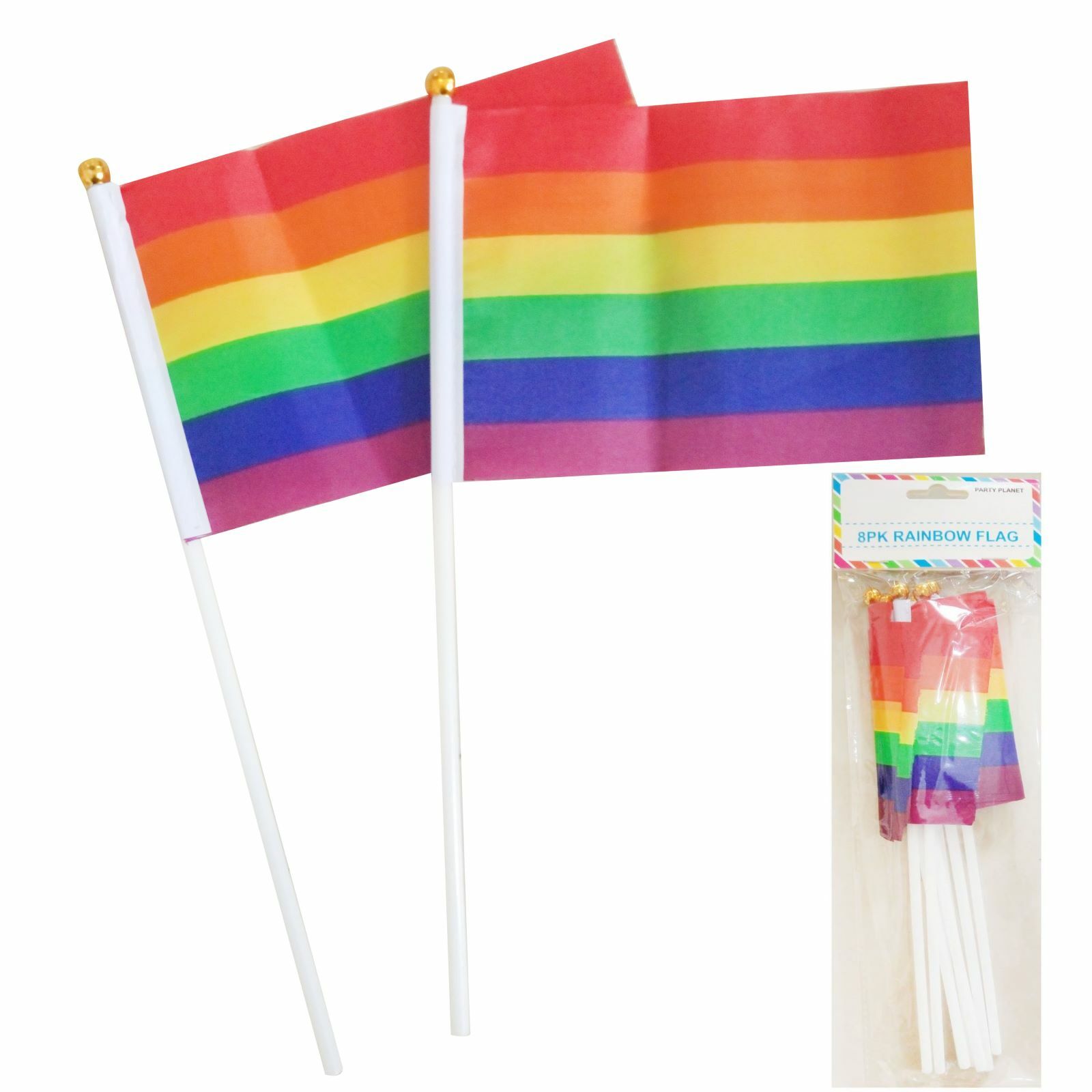 Rainbow Flags 15cm (Pack of 8)