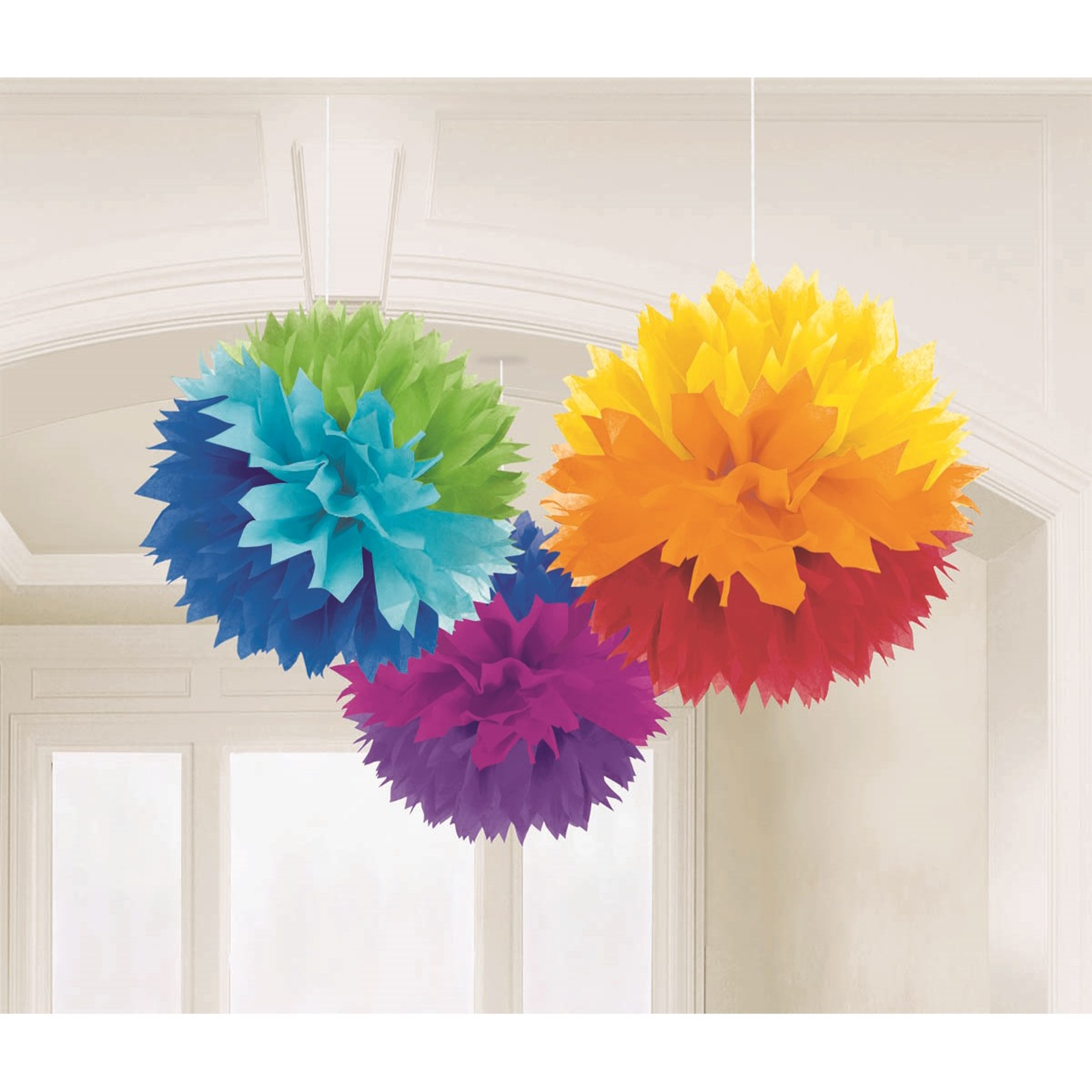 Tissue Paper Pom Pom Balls Rainbow (Pack of 3)