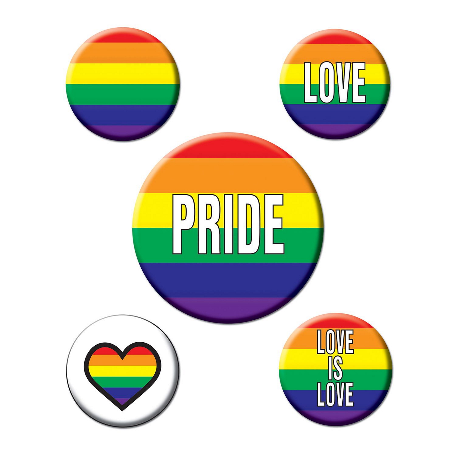 Rainbow Pride Round Metal Badges (Pack of 5)