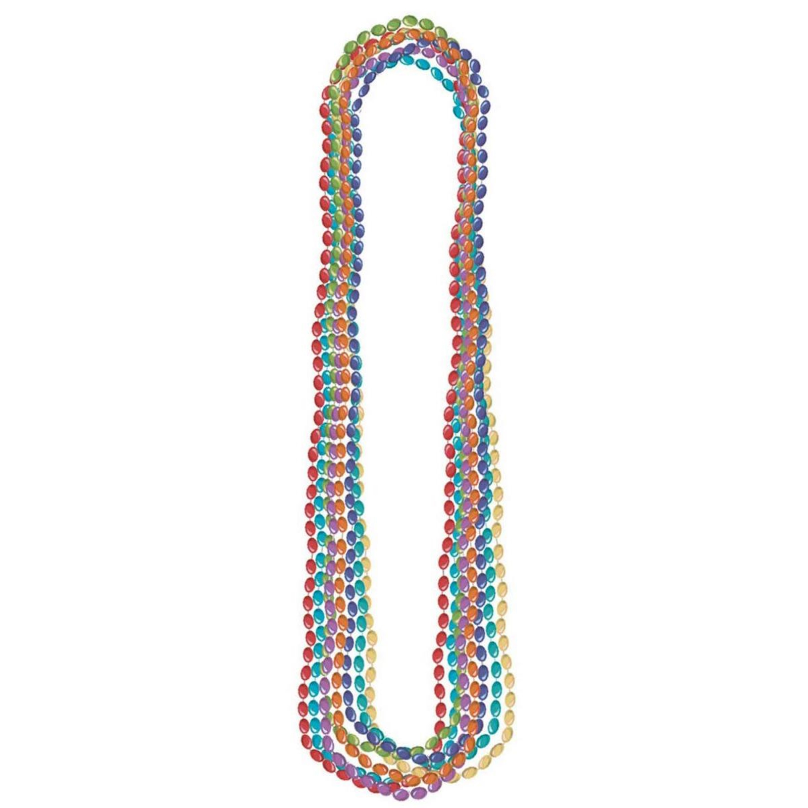 Rainbow Metallic Beaded Necklaces Pack of 8 Adult Costume Accessory