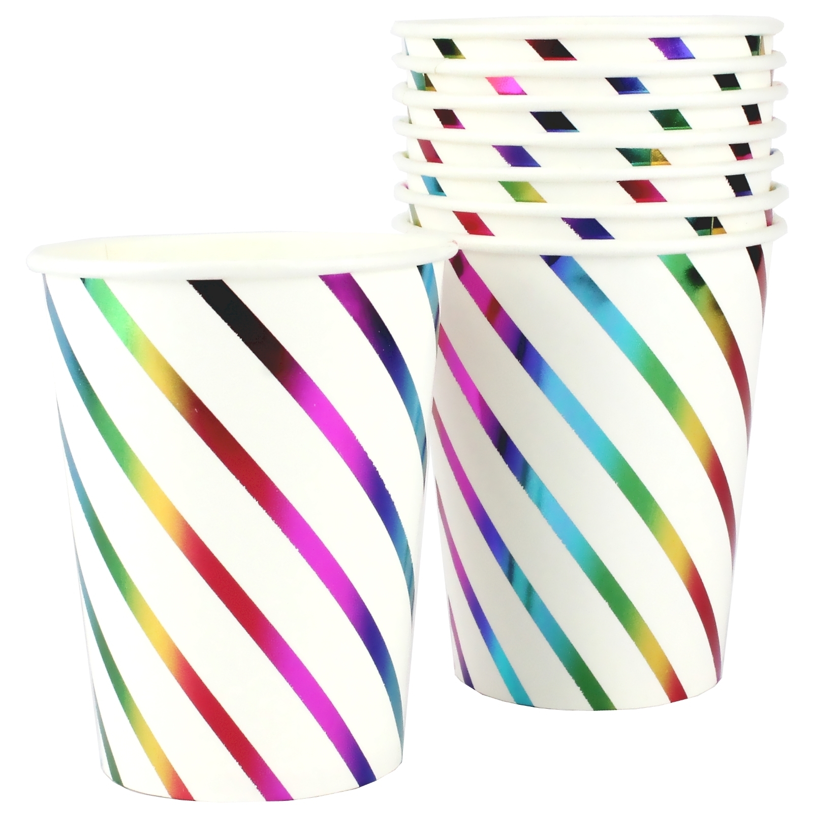 Rainbow Foil Stripe Paper Cups (Pack of 8)