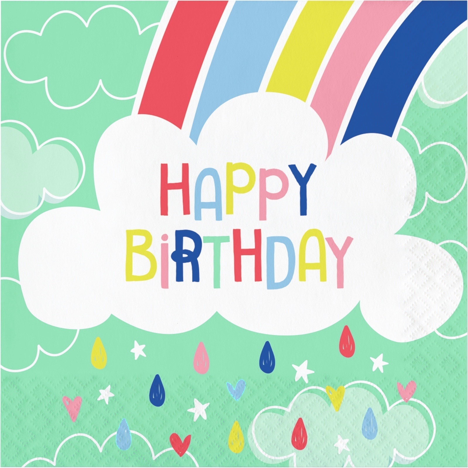 Over the Rainbow Large Happy Birthday Napkins / Serviettes (Pack of 16)