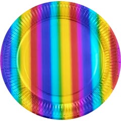 Metallic Rainbow Large Paper Plates (Pack of 8)