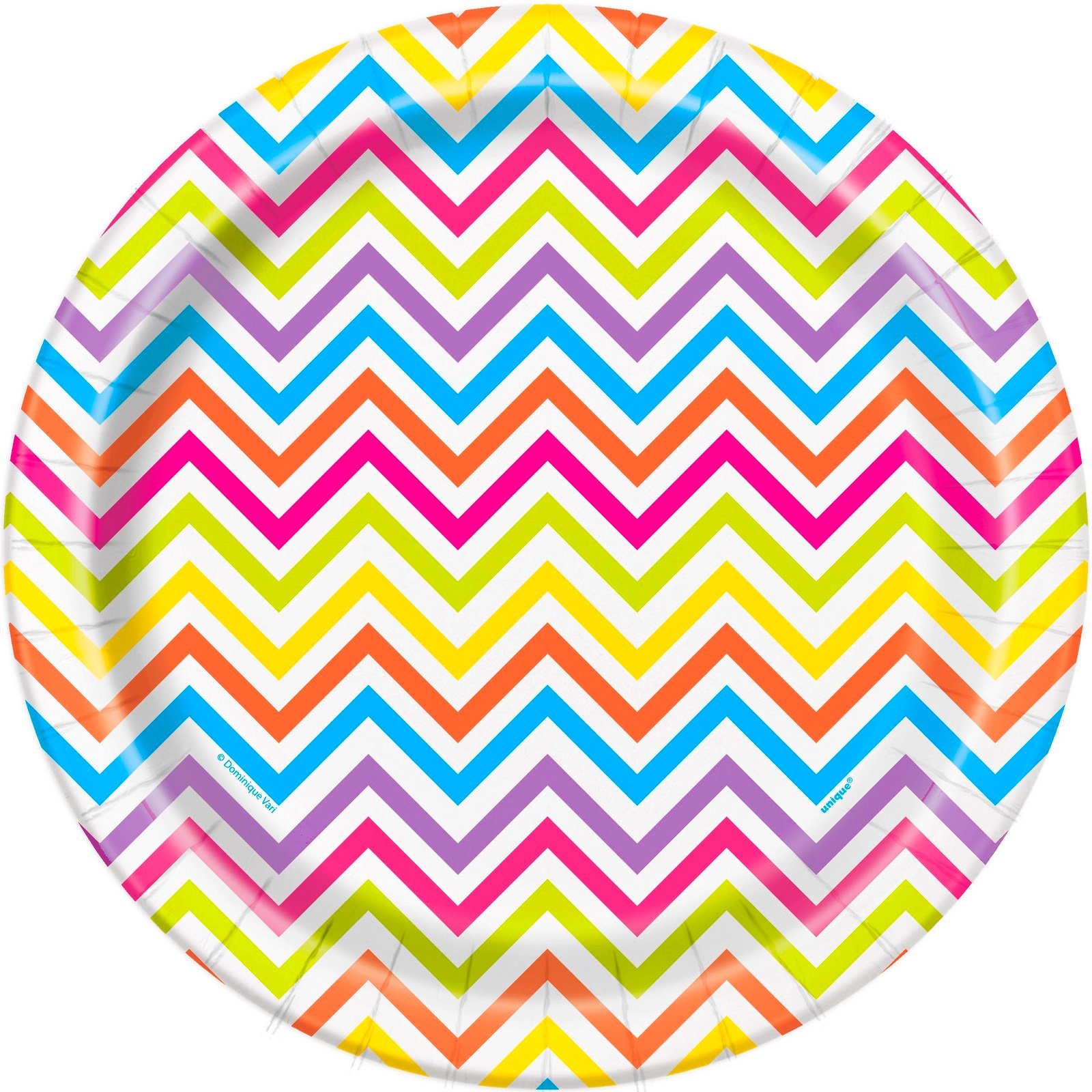 Rainbow Chevron Large Paper Plates (Pack of 8) 