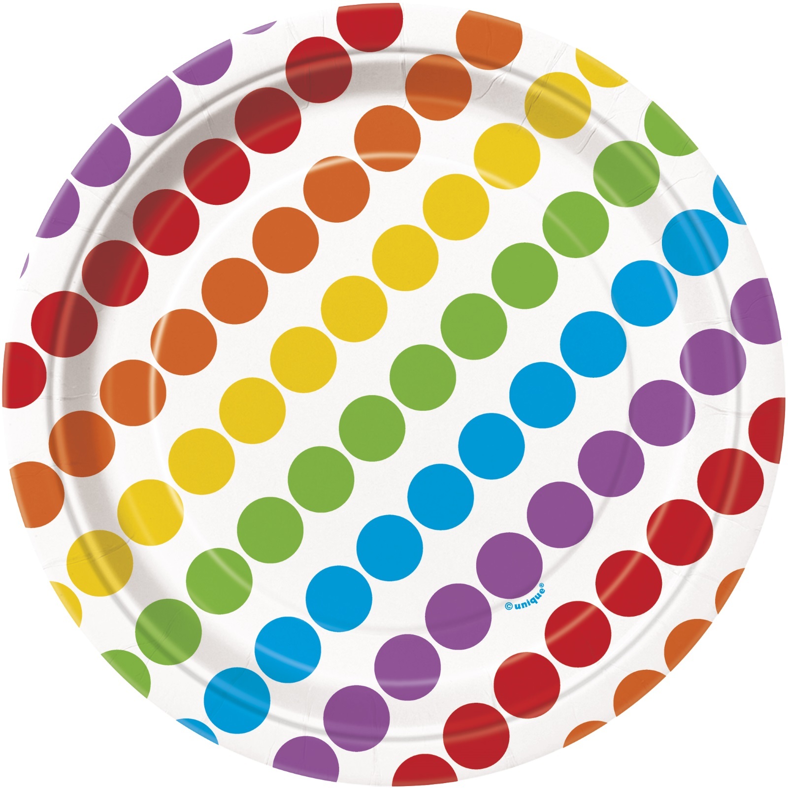 Rainbow Birthday Dots and Stripes Small Paper Plates (Pack of 8)