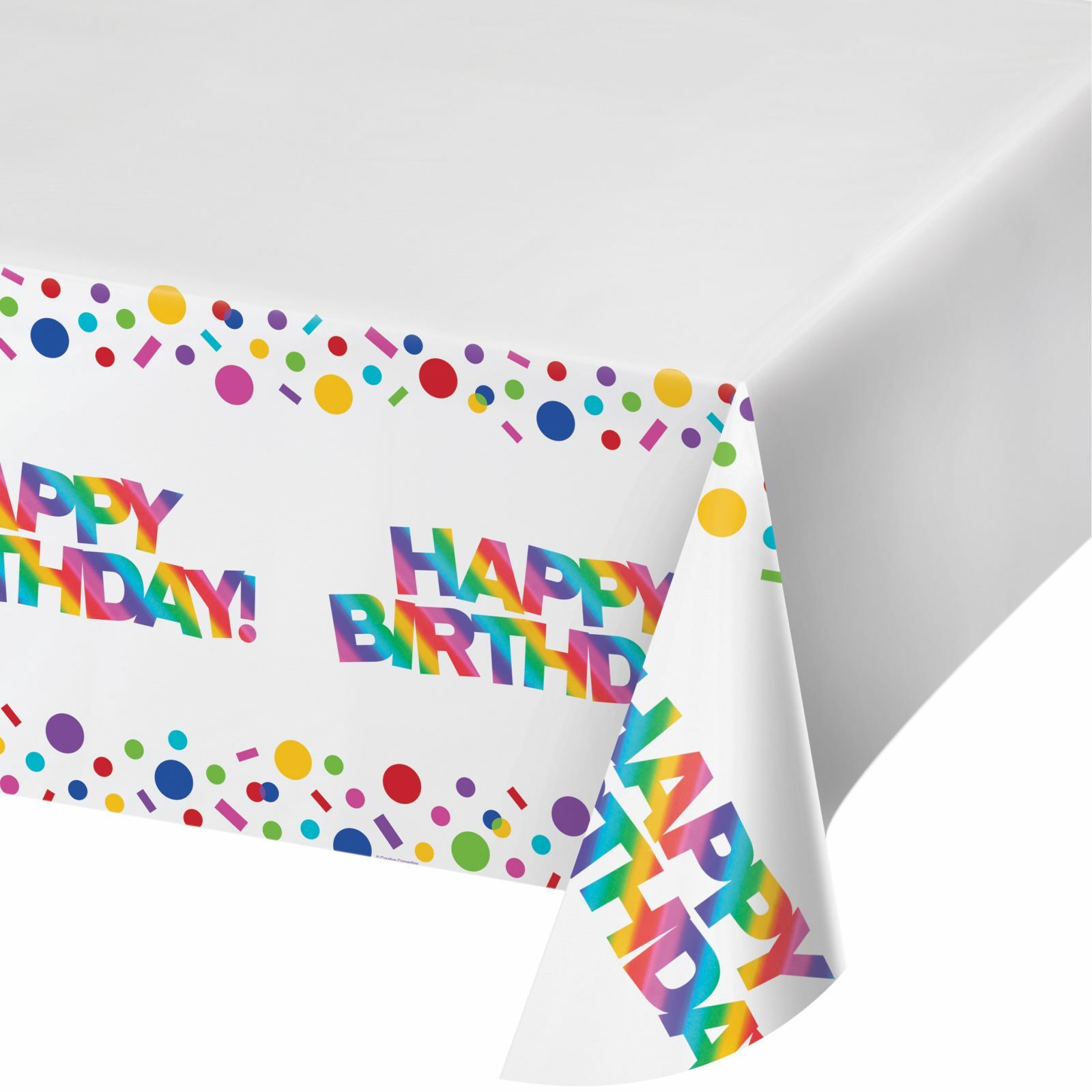 Rainbow Dot Happy Birthday Plastic Tablecloth