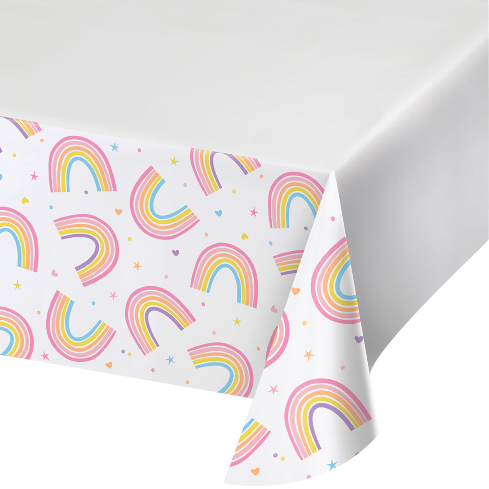 Happy Rainbow Plastic Tablecloth