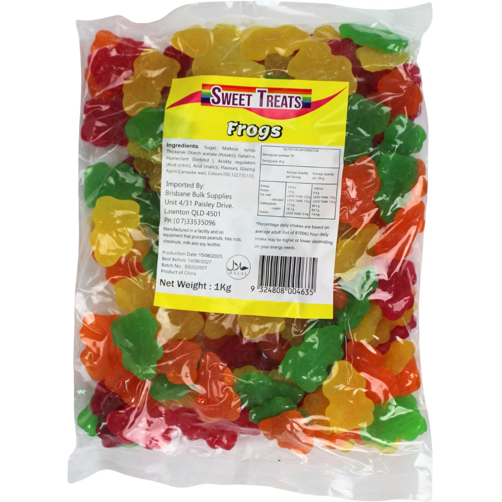 Sweet Treats Assorted Frog Lollies (1kg Bag) 