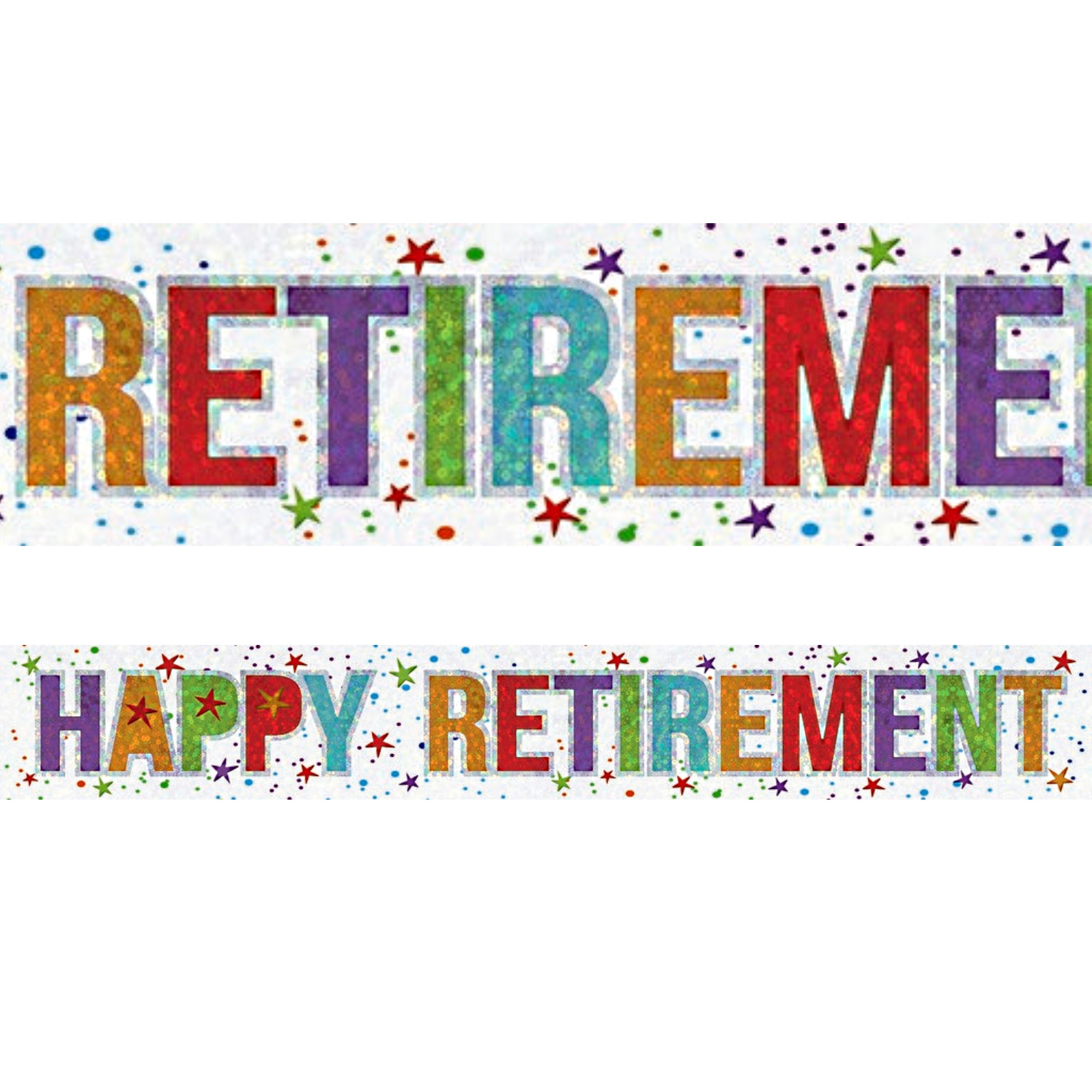 Holographic Happy Retirement Banner