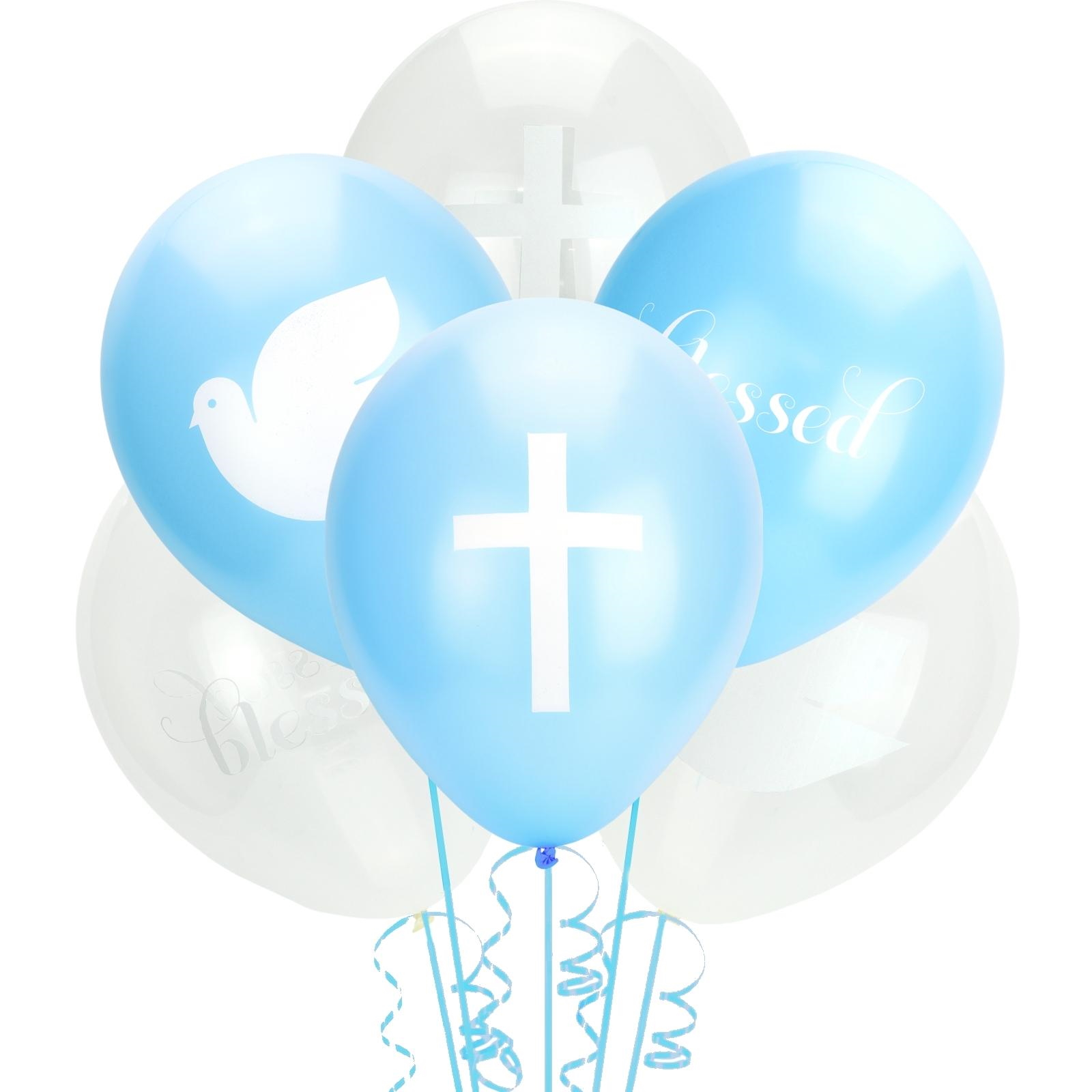 Faith Blue & Clear Balloons (Pack of 6)