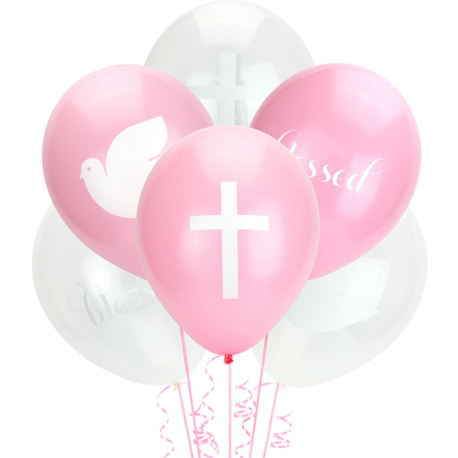 Faith Pink & Clear Balloons (Pack of 6)