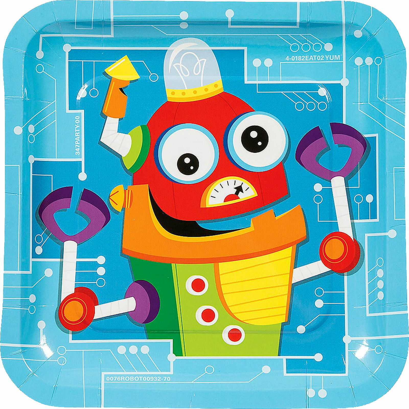 Robot Party Large Paper Plates (Pack of 8)