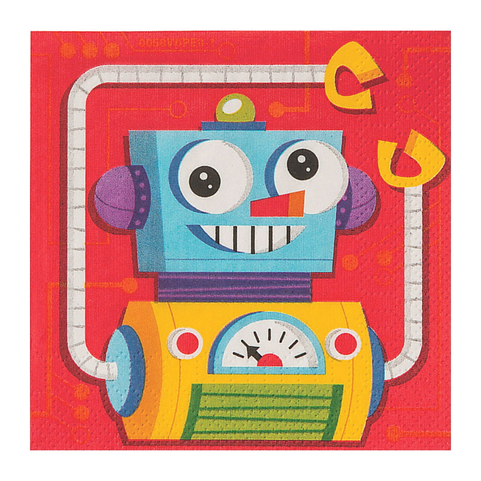 Robot Party Small Napkins / Serviettes (Pack of 16)