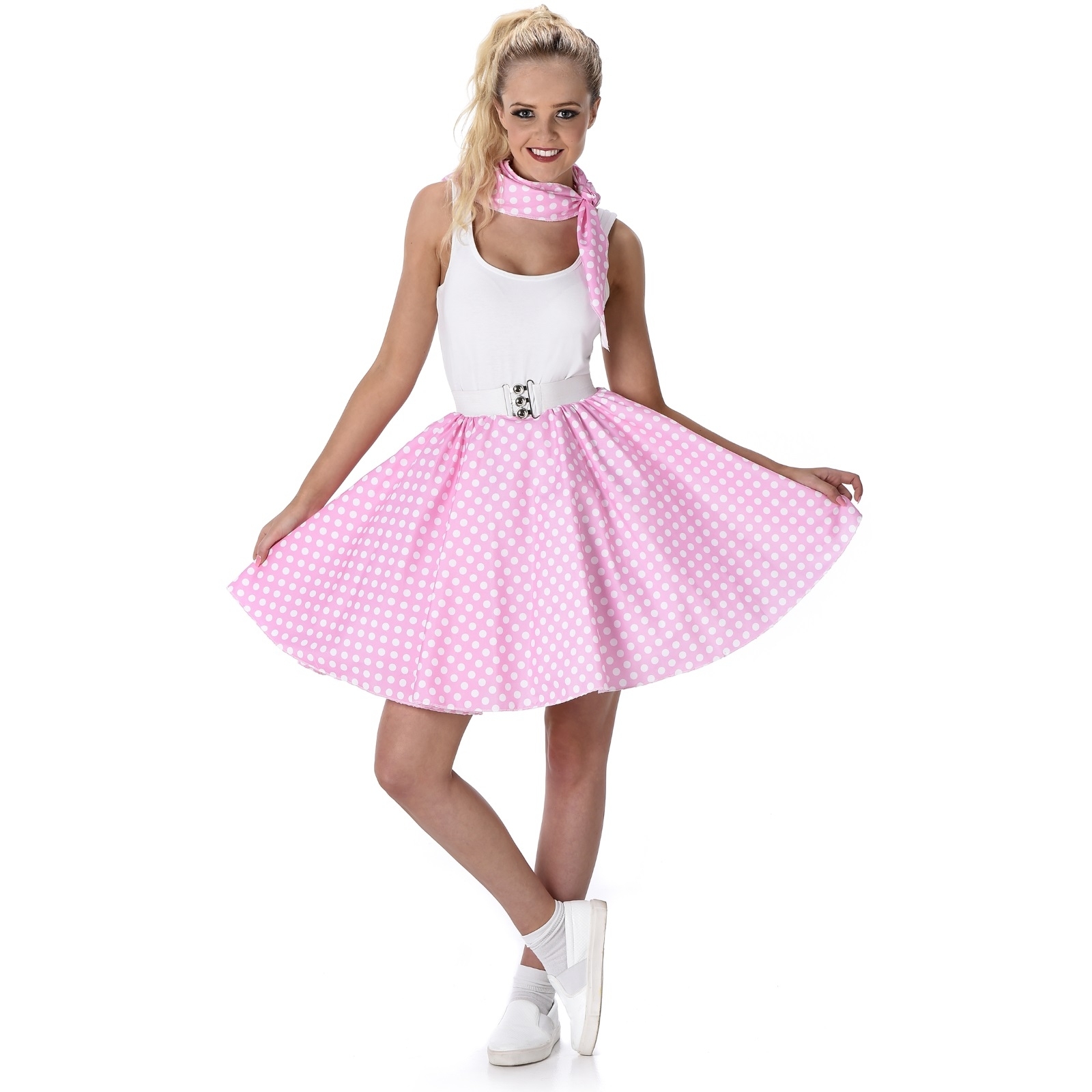 Rock N Roll Polka Dot Skirt and Necktie Ladies Costume Small