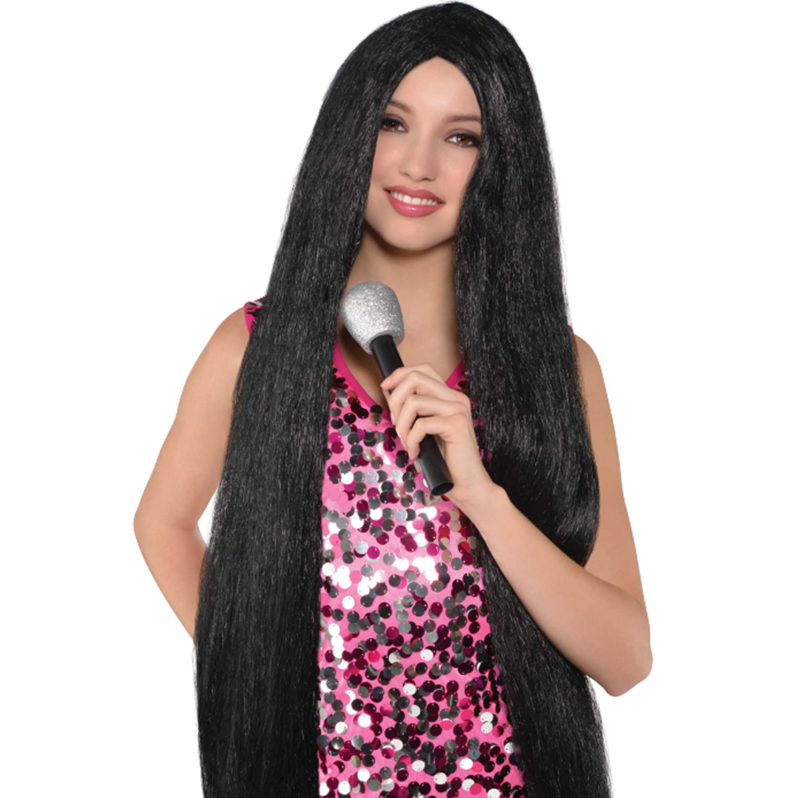 Adult Natural Look Long Black Wig