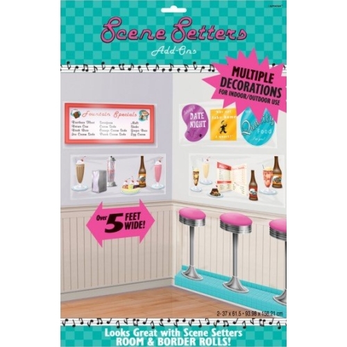 Rock and Roll Soda Counter Scene Setter Wall Decorations