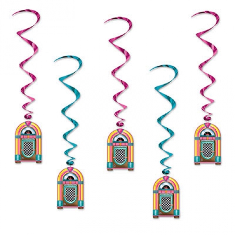 Jukebox Swirl Decorations (Pack of 5)