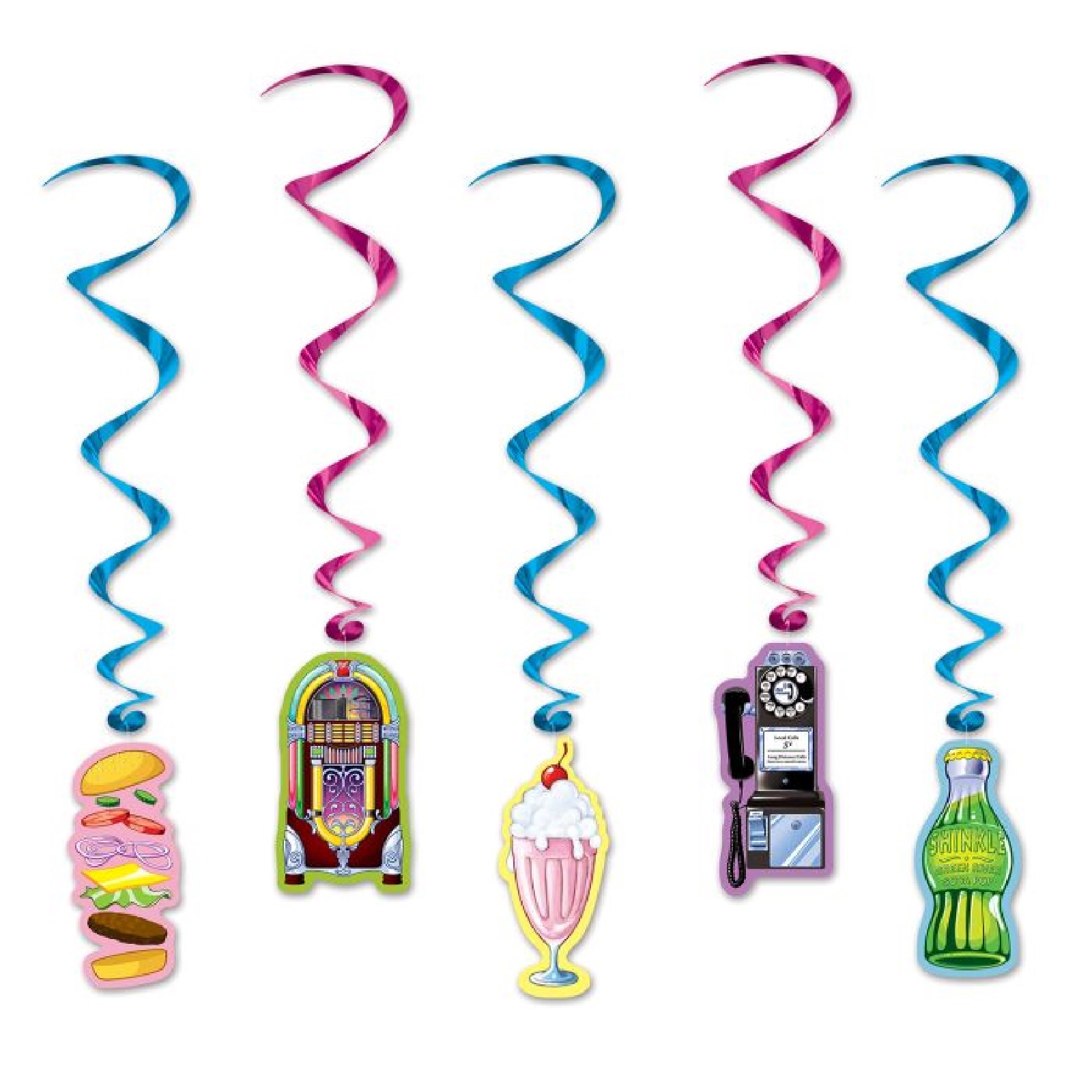 Soda Shop Swirl Decorations (Pack of 5) 