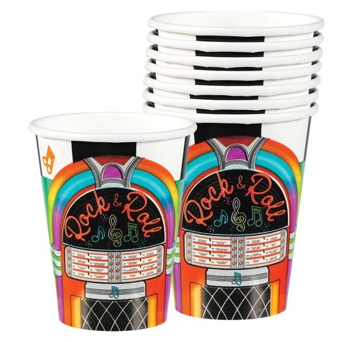 Sock Hop Rock and Roll Paper Cups (Pack of 8)