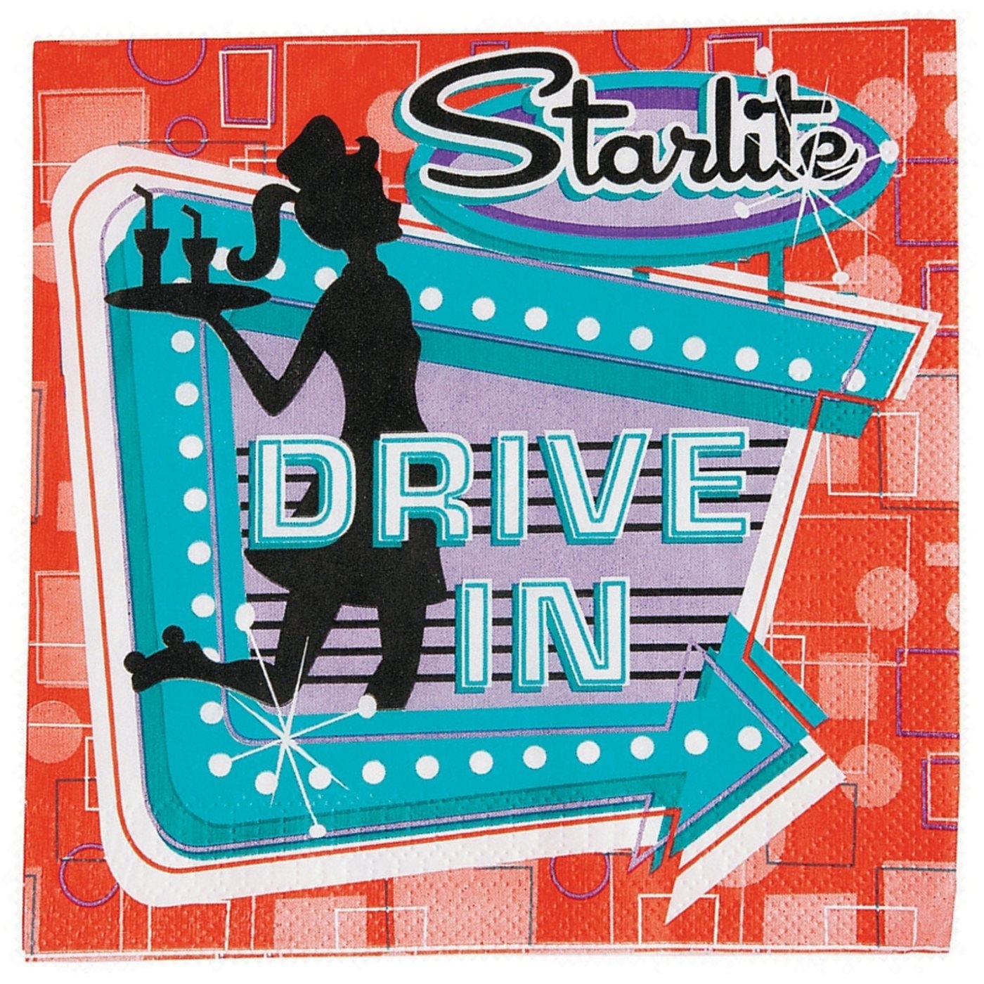 Rockin' 50s Large Napkins / Serviettes (Pack of 16)