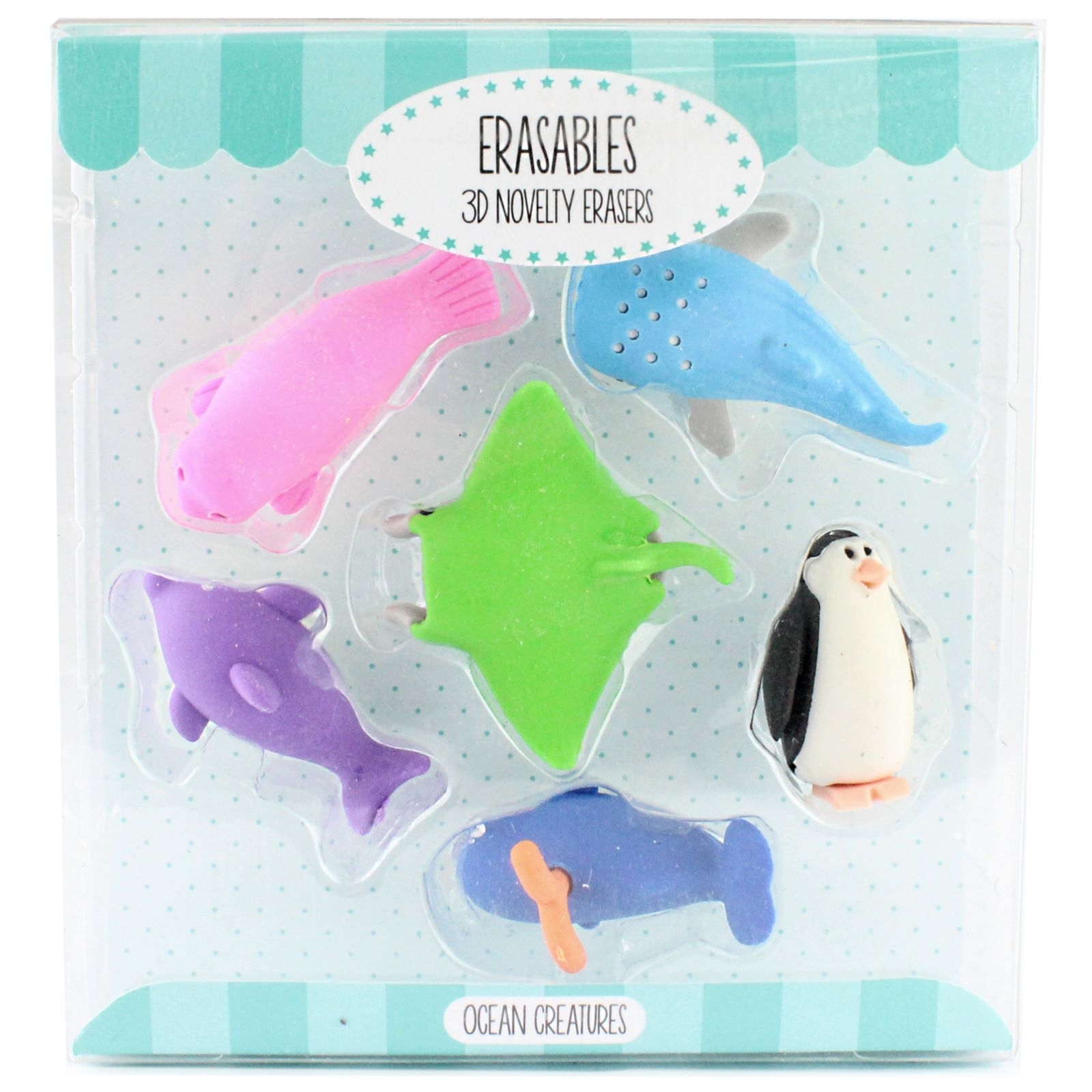 3D Ocean Creatures Erasers (Set of 6)