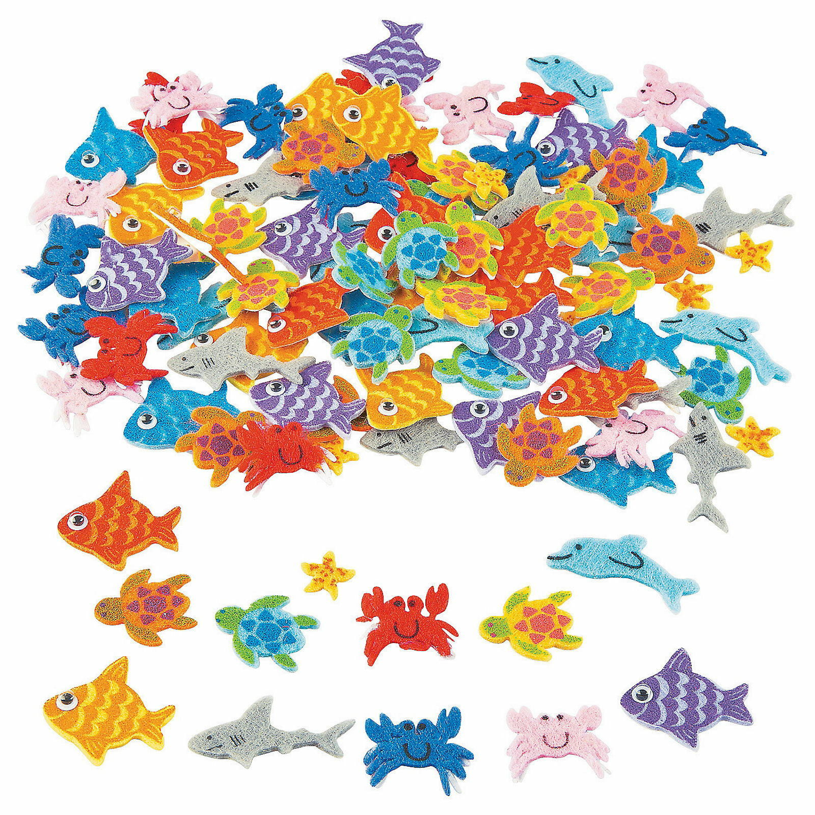 Sea Life Felt Sticker Shapes (Pack of 100)
