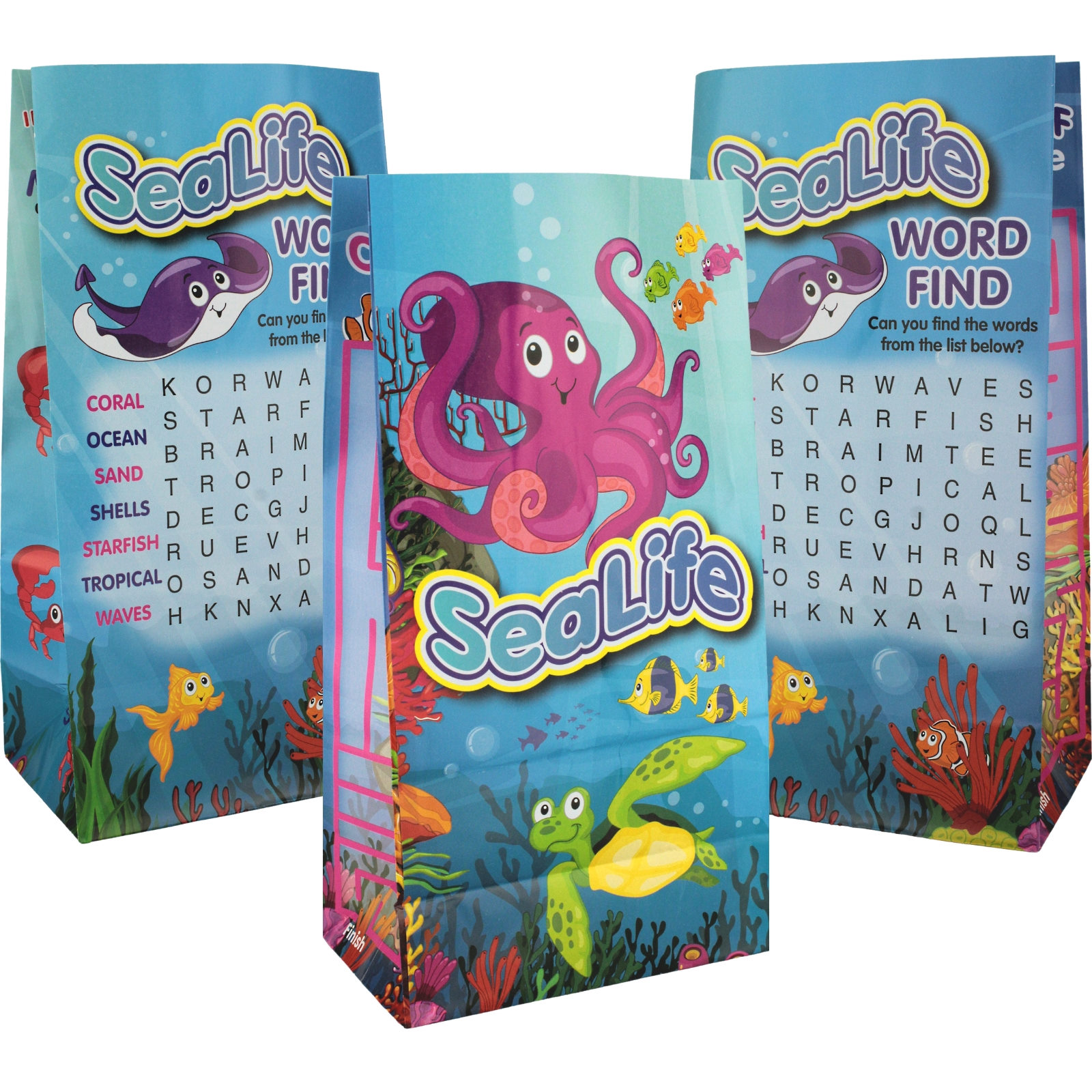 Sea Life Activity Paper Party Bags (Pack of 12)