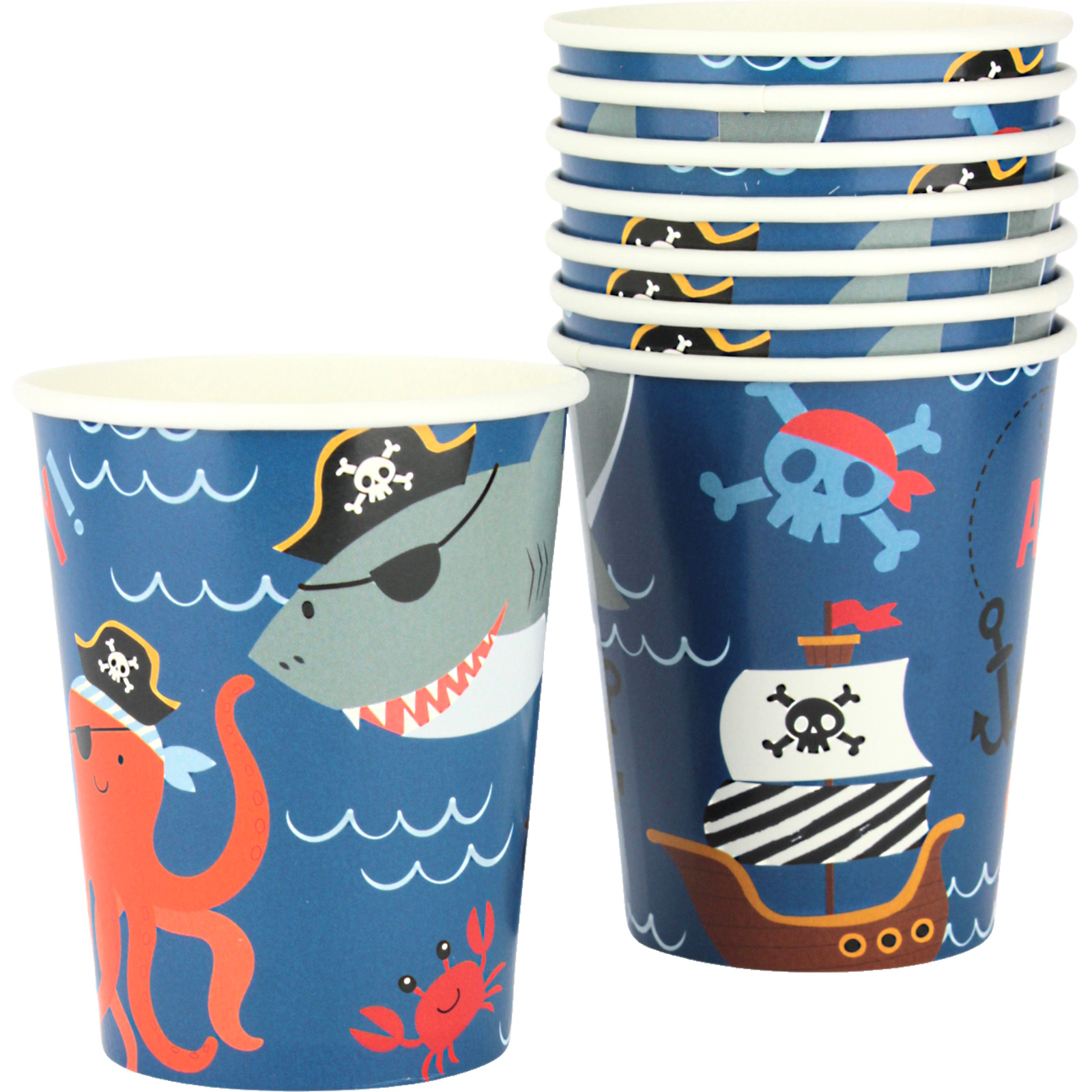 Ships Ahoy Pirate Paper Cups (Pack of 8) 