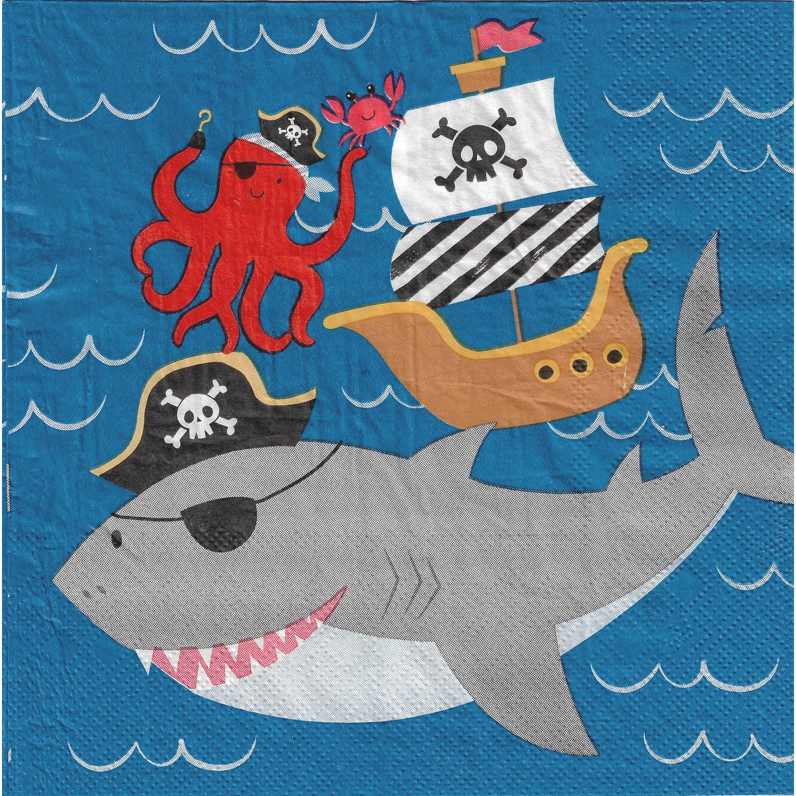 Ships Ahoy Pirate Large Napkins / Serviettes (Pack of 20)