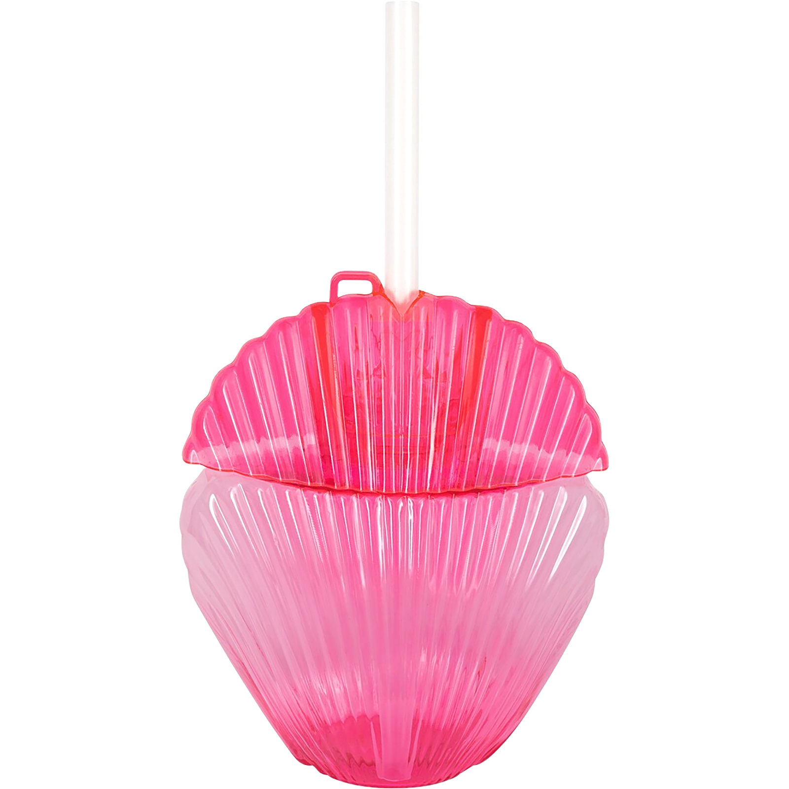 Hot Pink Shell Novelty Cup With Straw 444ml