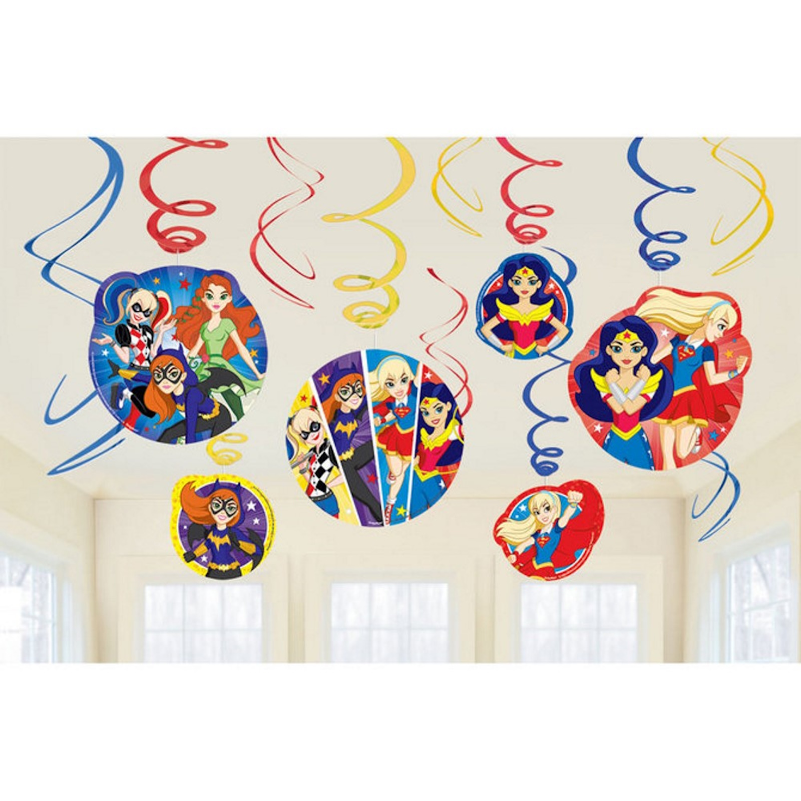 Super Hero Girls Swirl Decorations (Pack of 12)