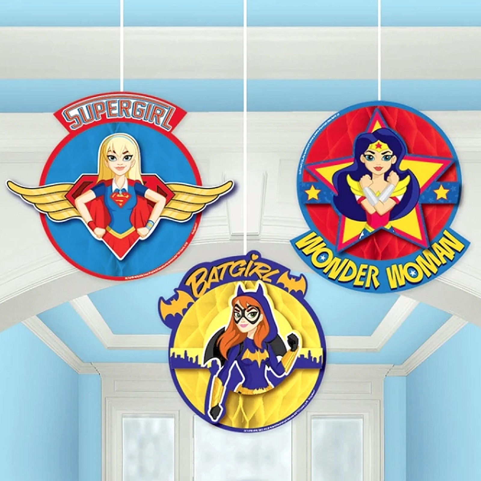 Super Hero Girls Honeycomb Decorations (Pack of 3)