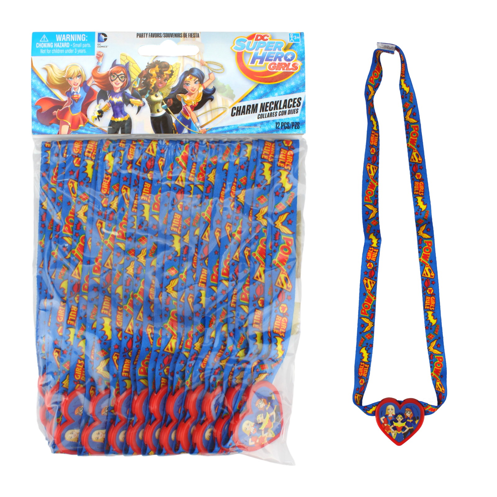 DC Superhero Girls Charm Necklaces (Pack of 12)