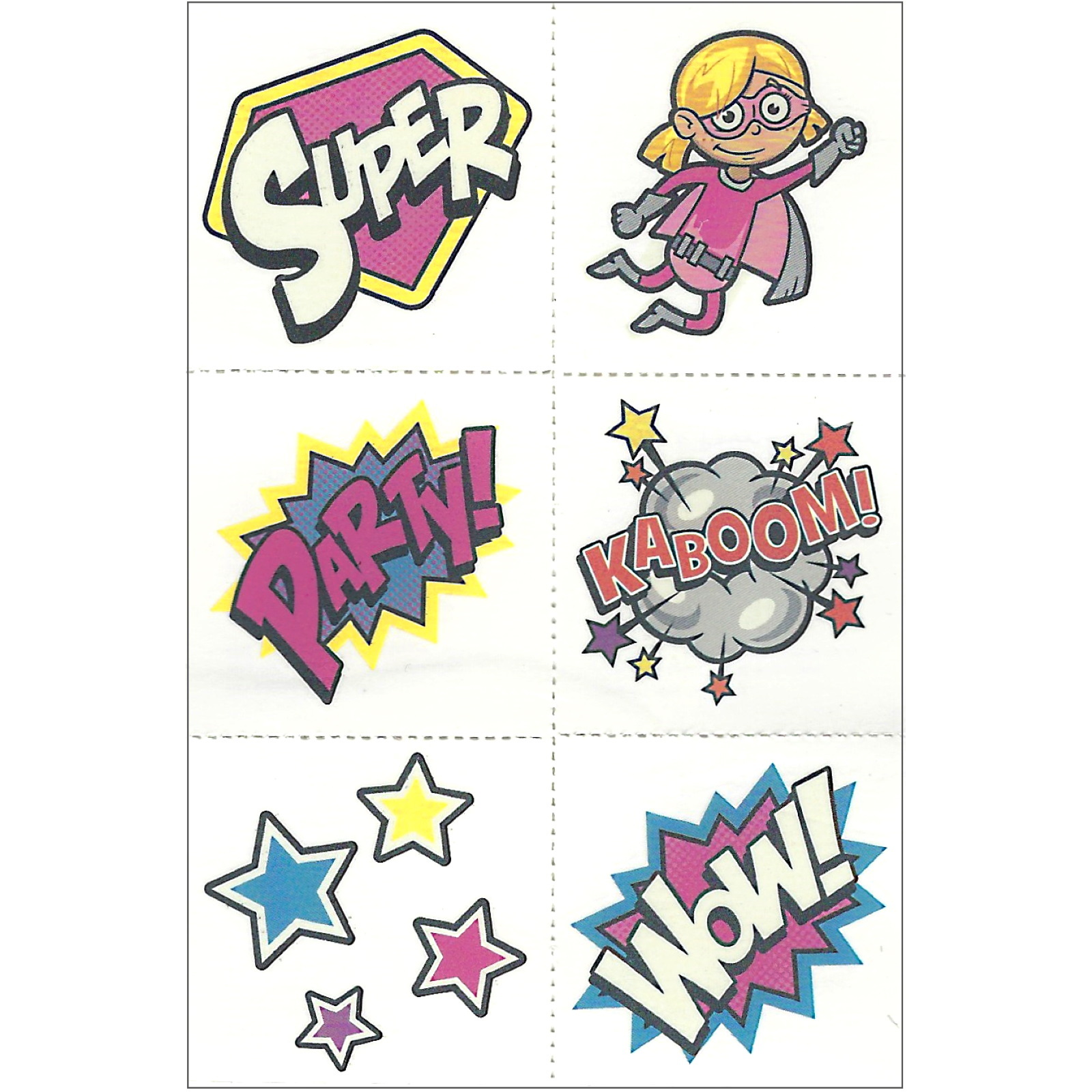 Superhero Girl Tattoos (Pack of 72)