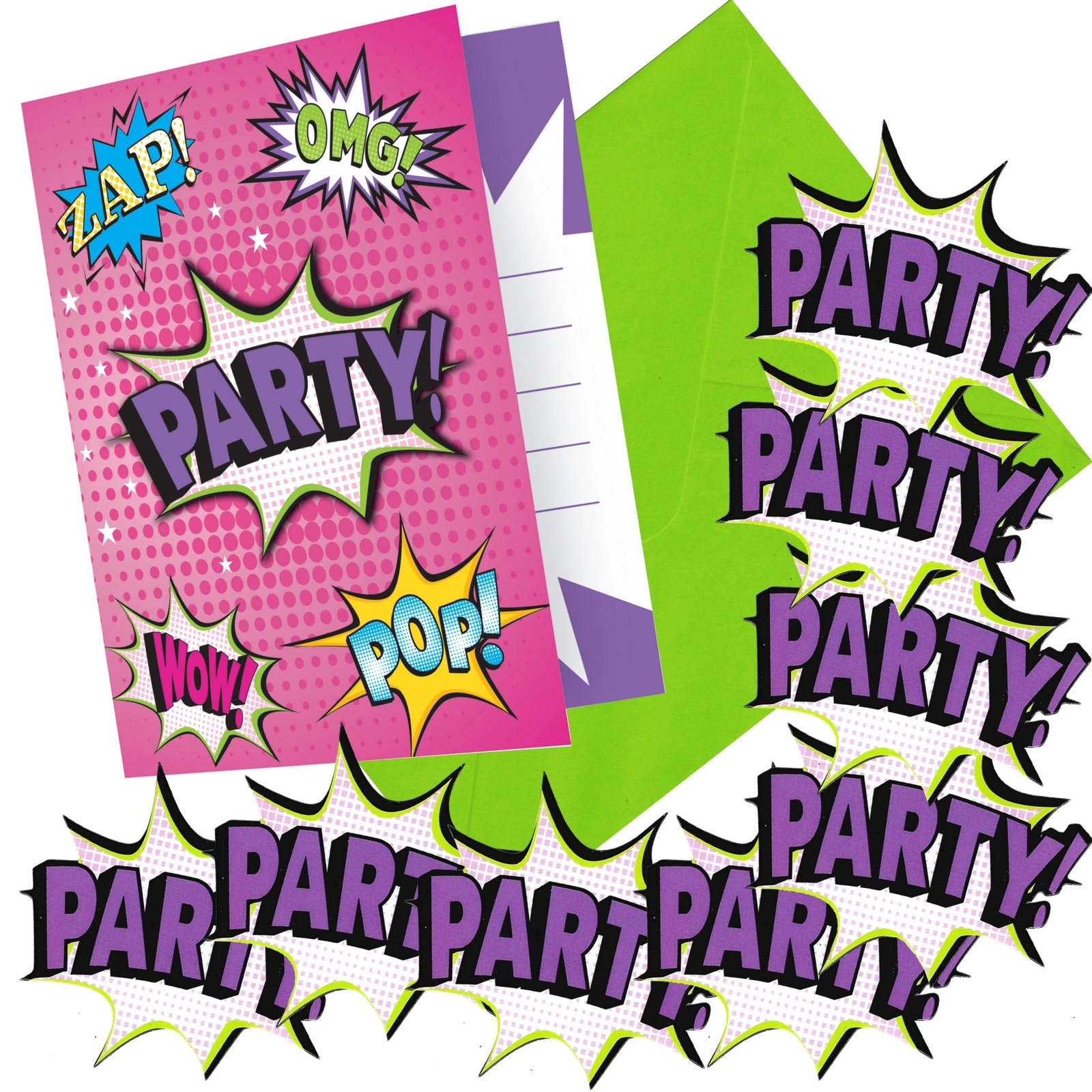 Superhero Girl Power Invitations (Pack of 8)
