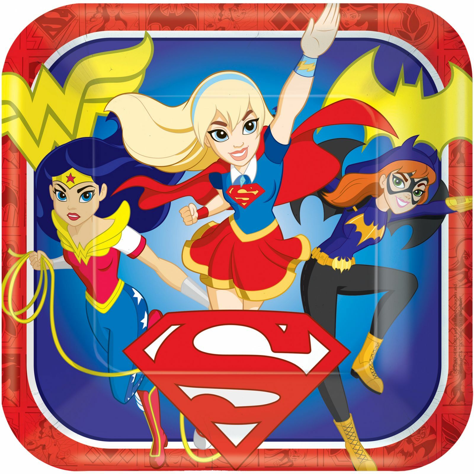 Super Hero Girls Large Square Paper Plates (Pack of 8)