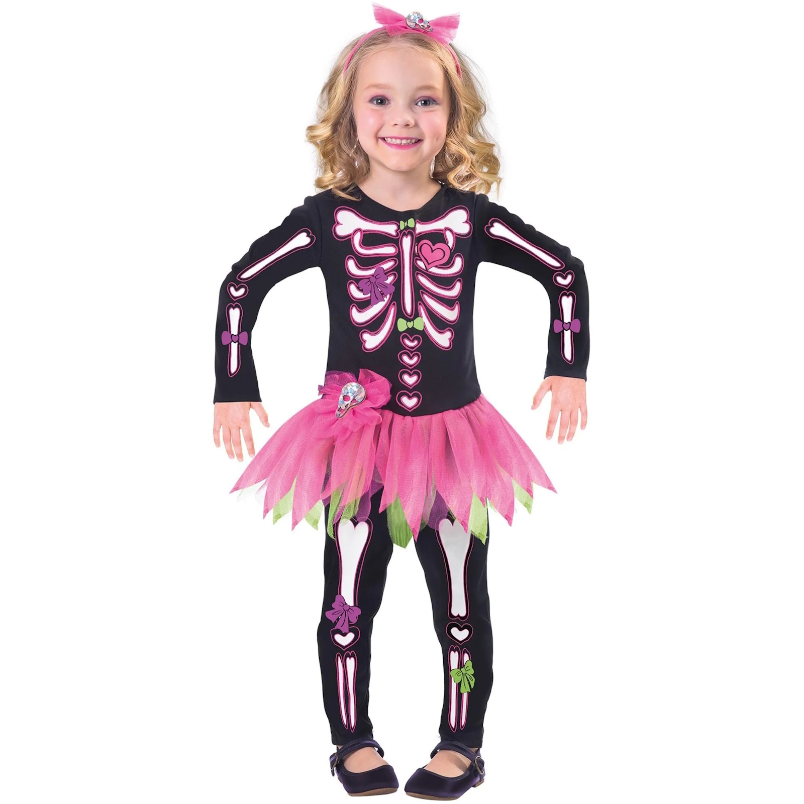 Fancy Bones Skeleton Toddler Girls Costume 2-3 Years