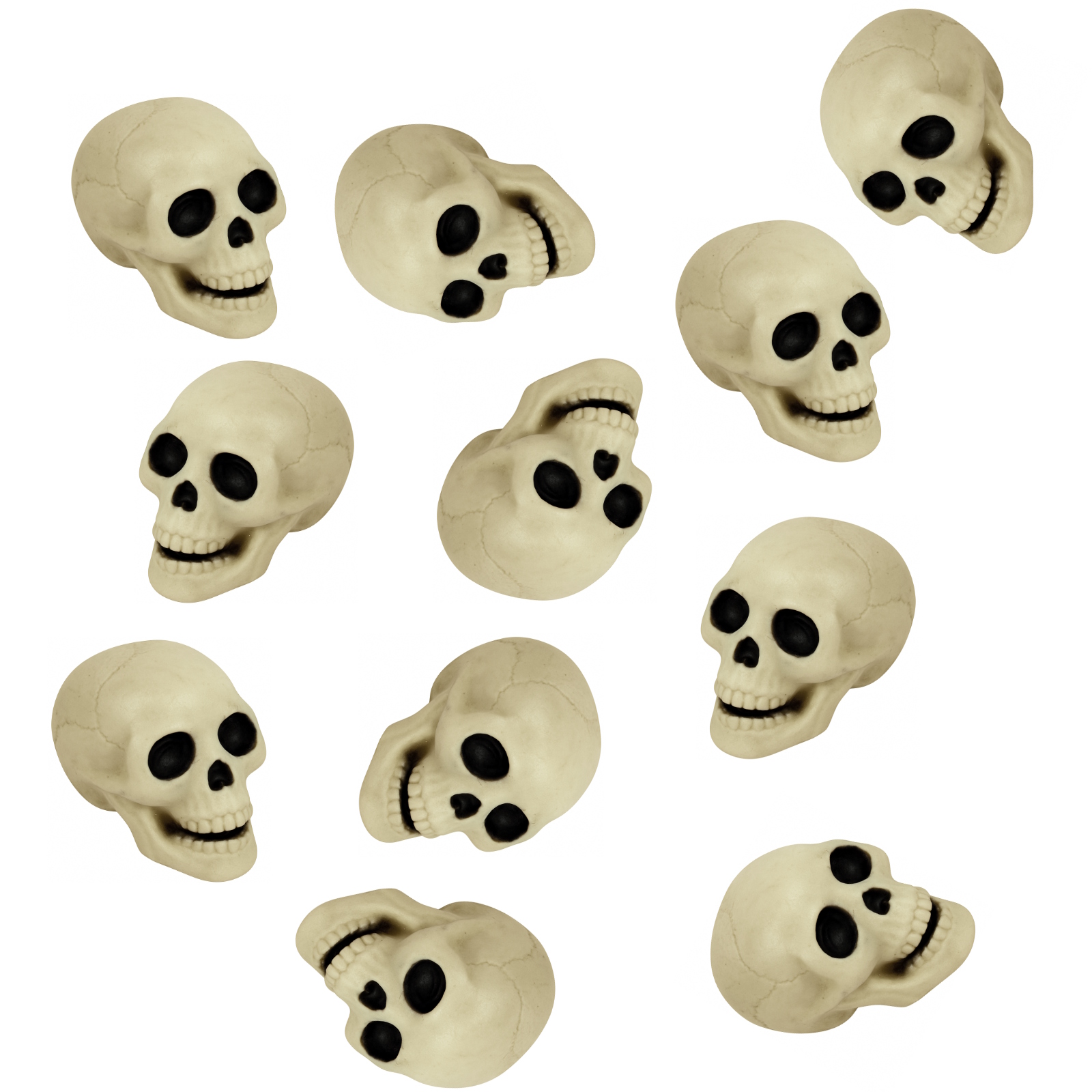 Mini Beige Plastic Skulls (Pack of 8) 